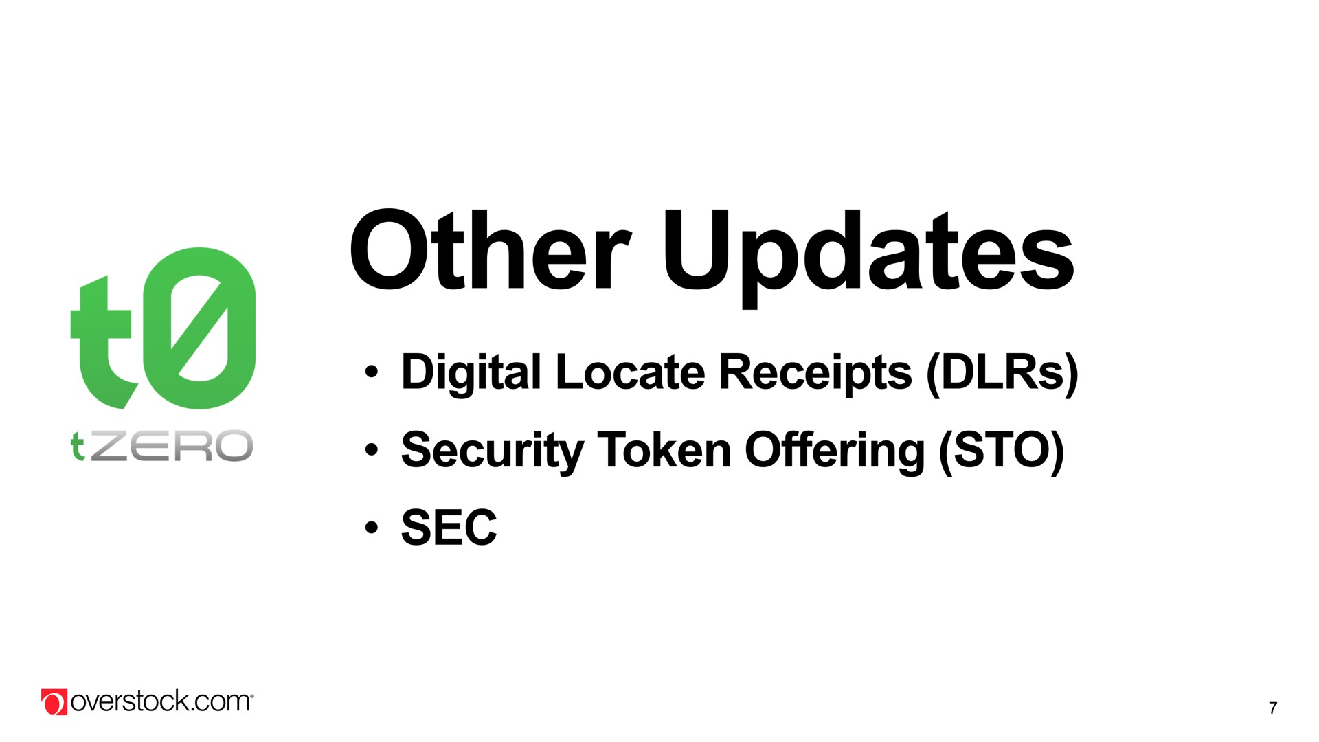 other updates digital locate receipts security token offering sec | Overstock