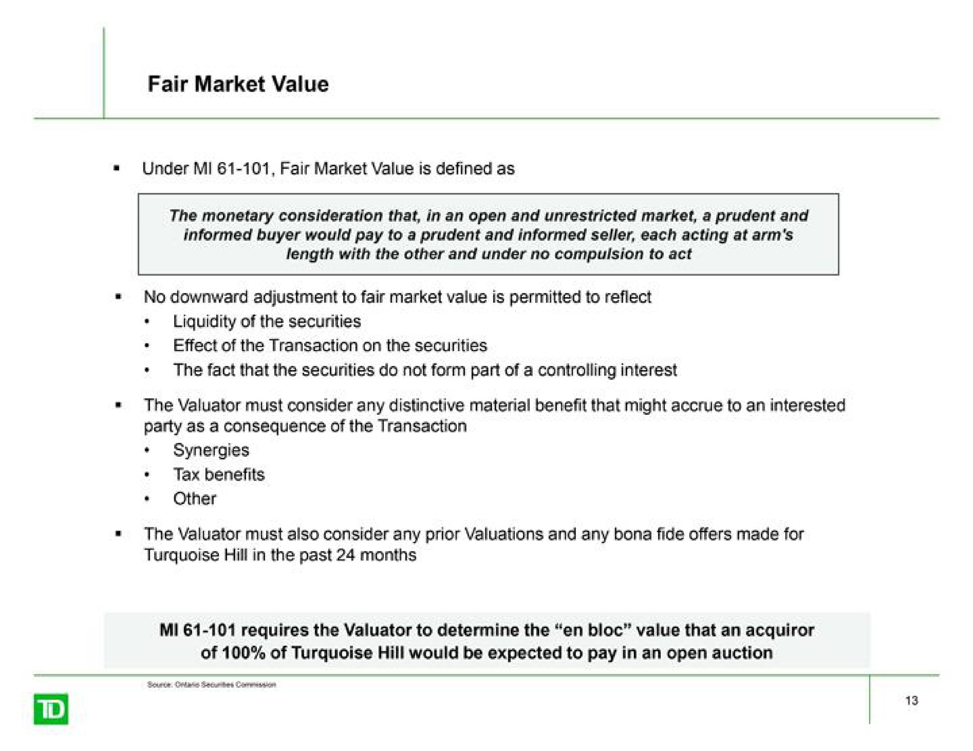 fair market value | TD Securities