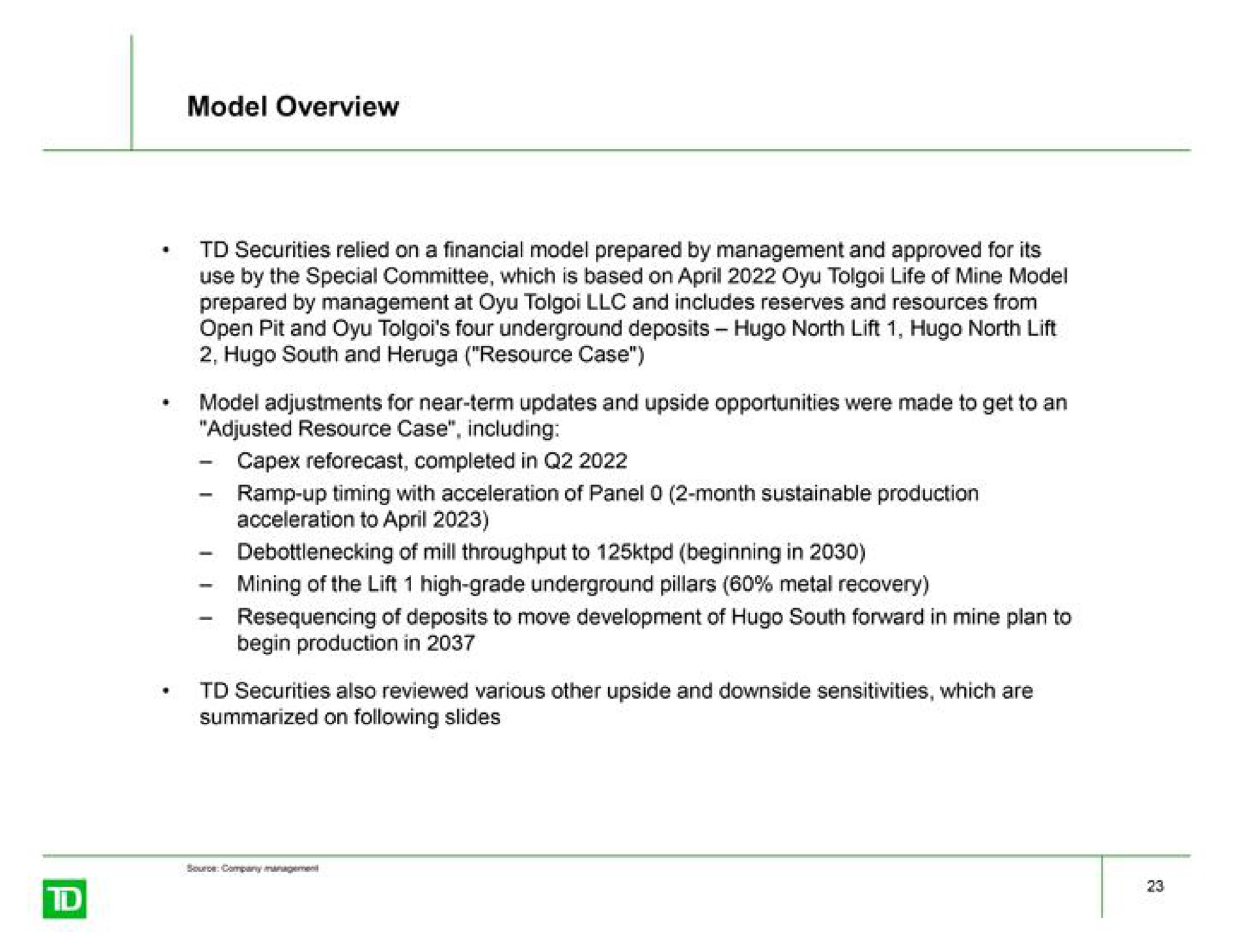 model overview | TD Securities