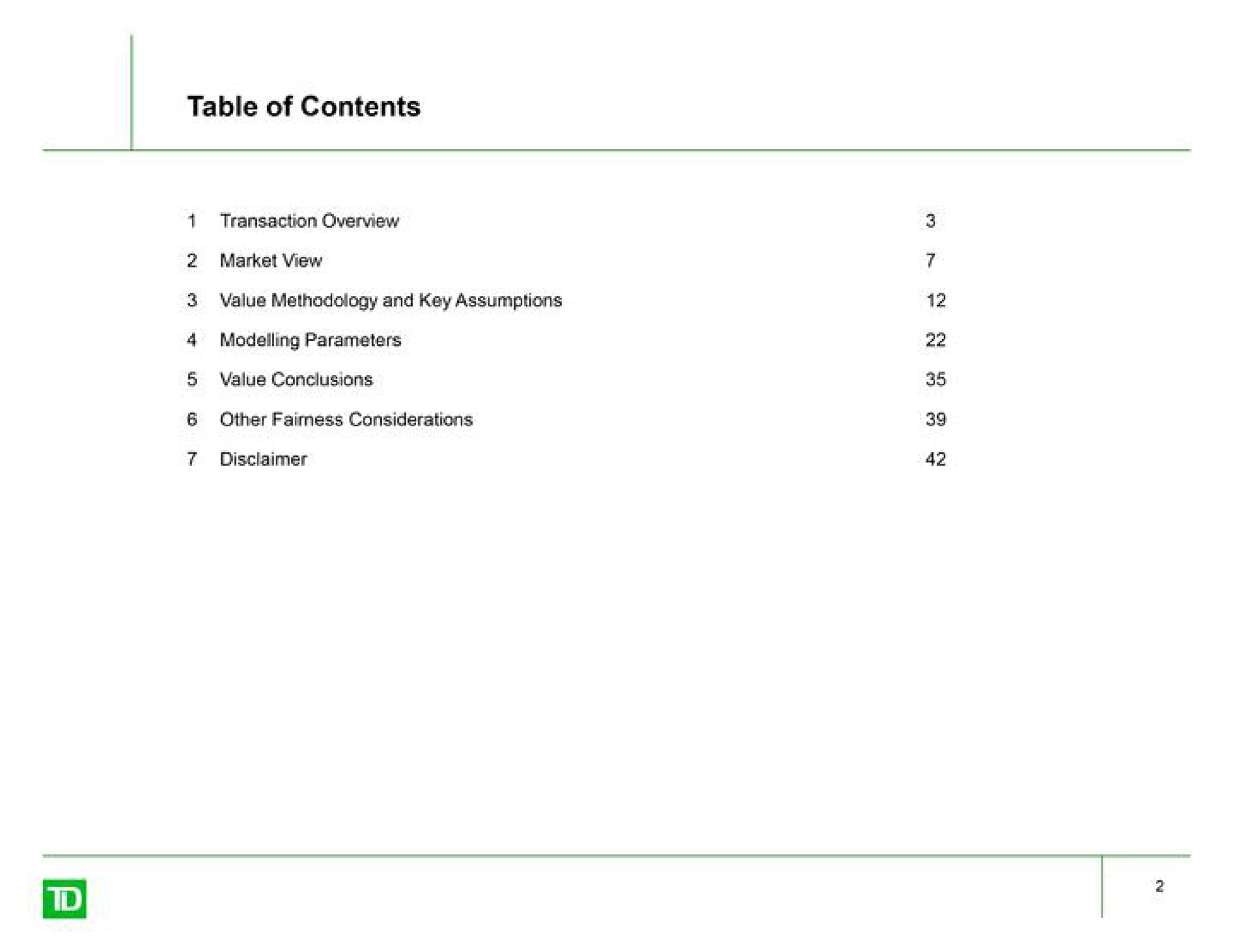 table of contents | TD Securities