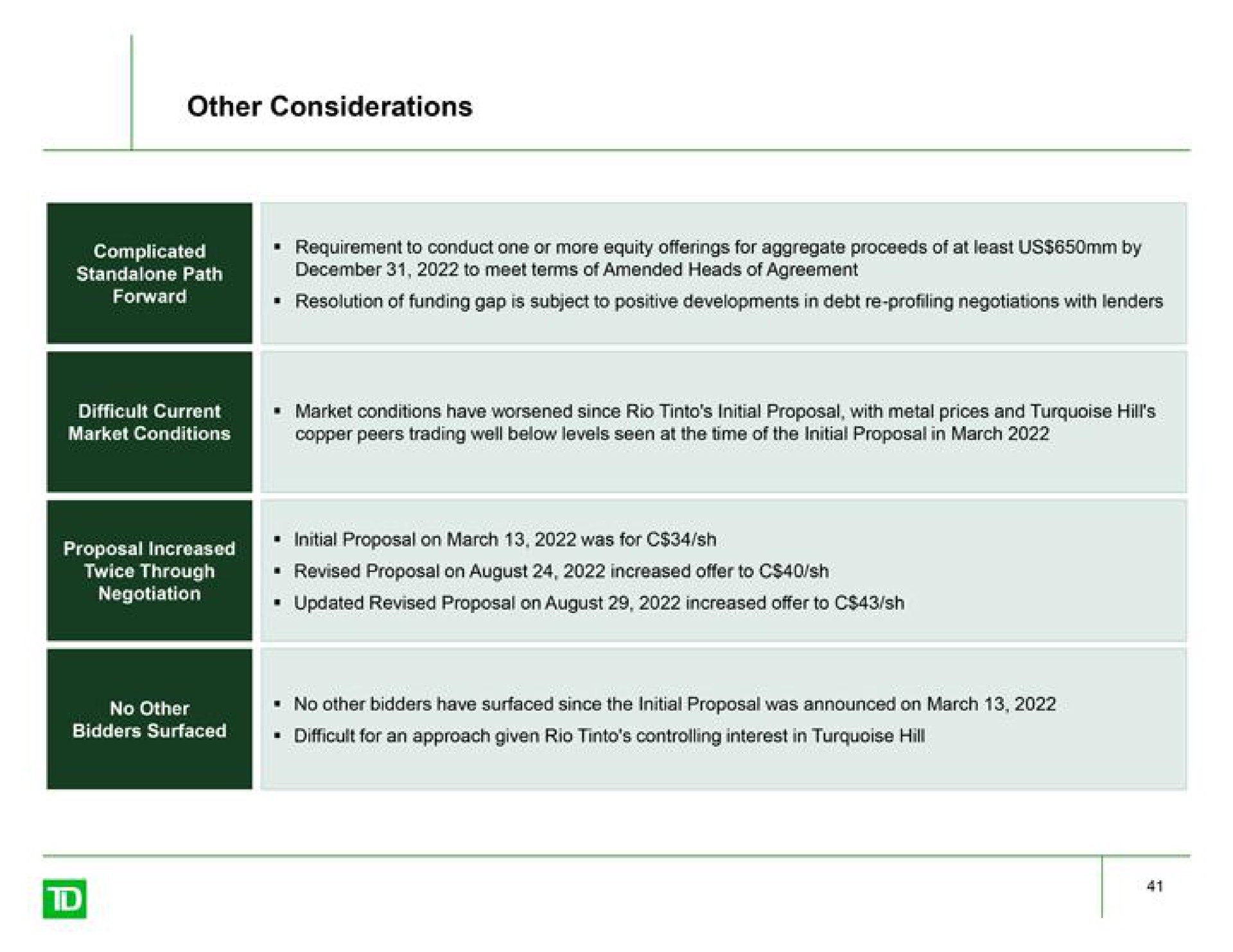 other considerations | TD Securities