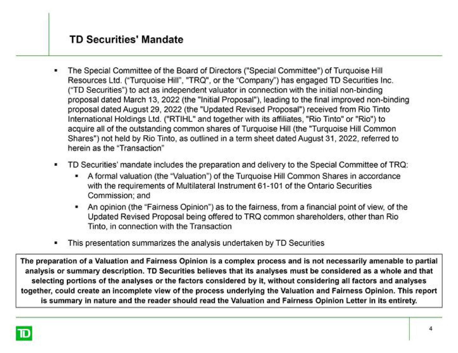securities mandate | TD Securities