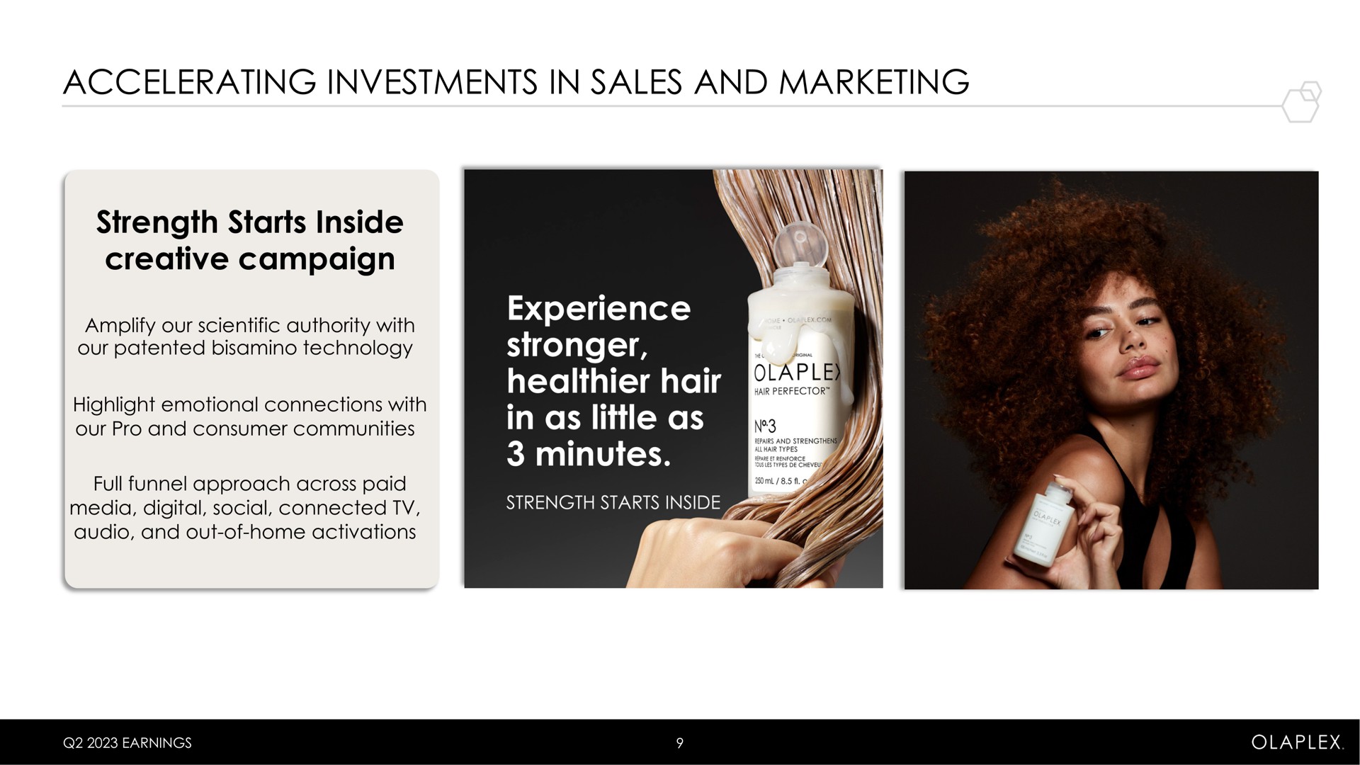 accelerating investments in sales and marketing strength starts inside creative campaign experience hair mau | Olaplex