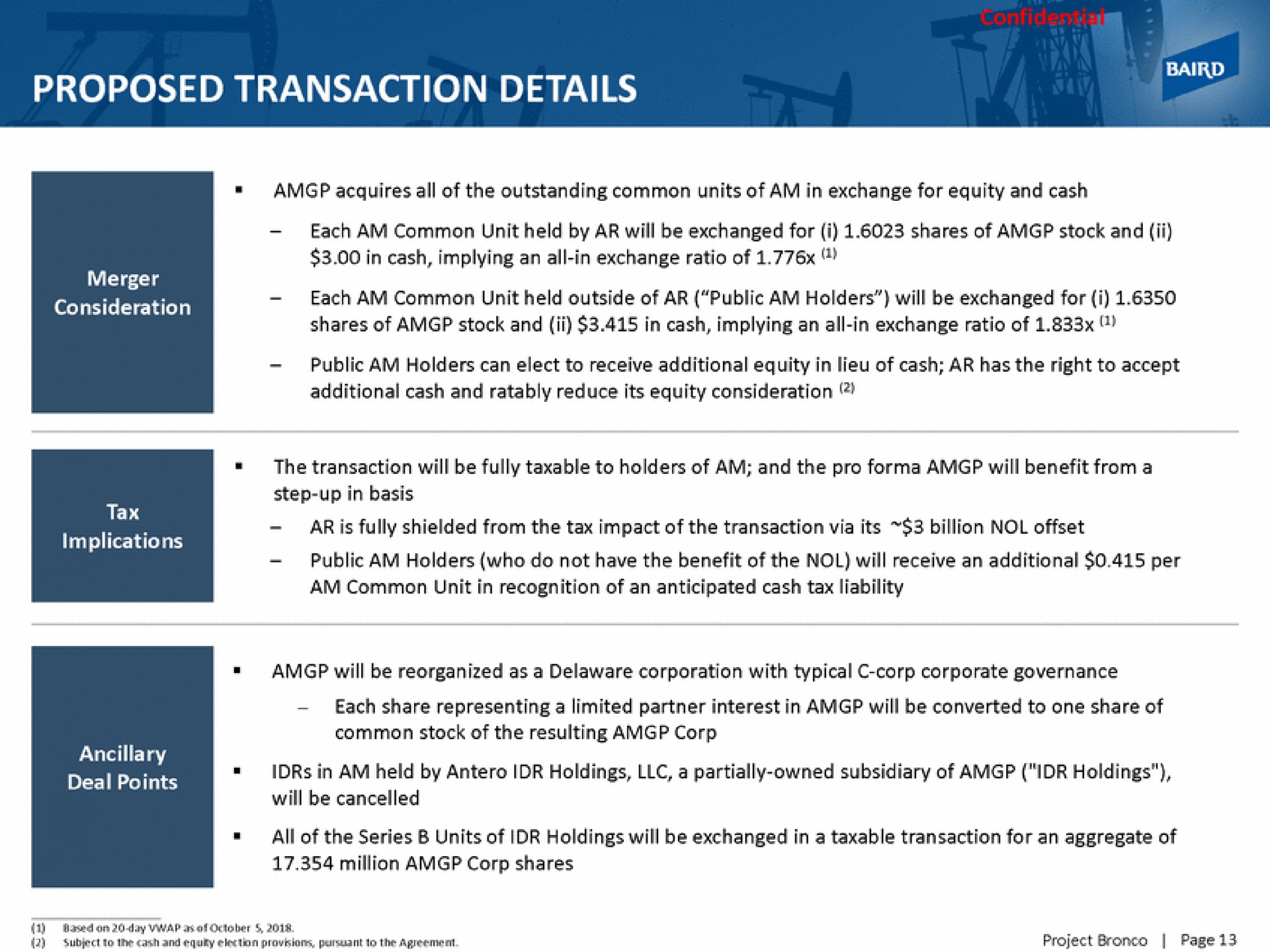 proposed transaction details | Baird