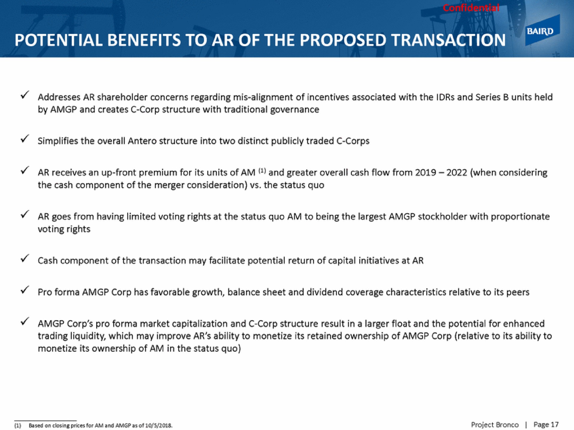 potential benefits to of the proposed transaction | Baird