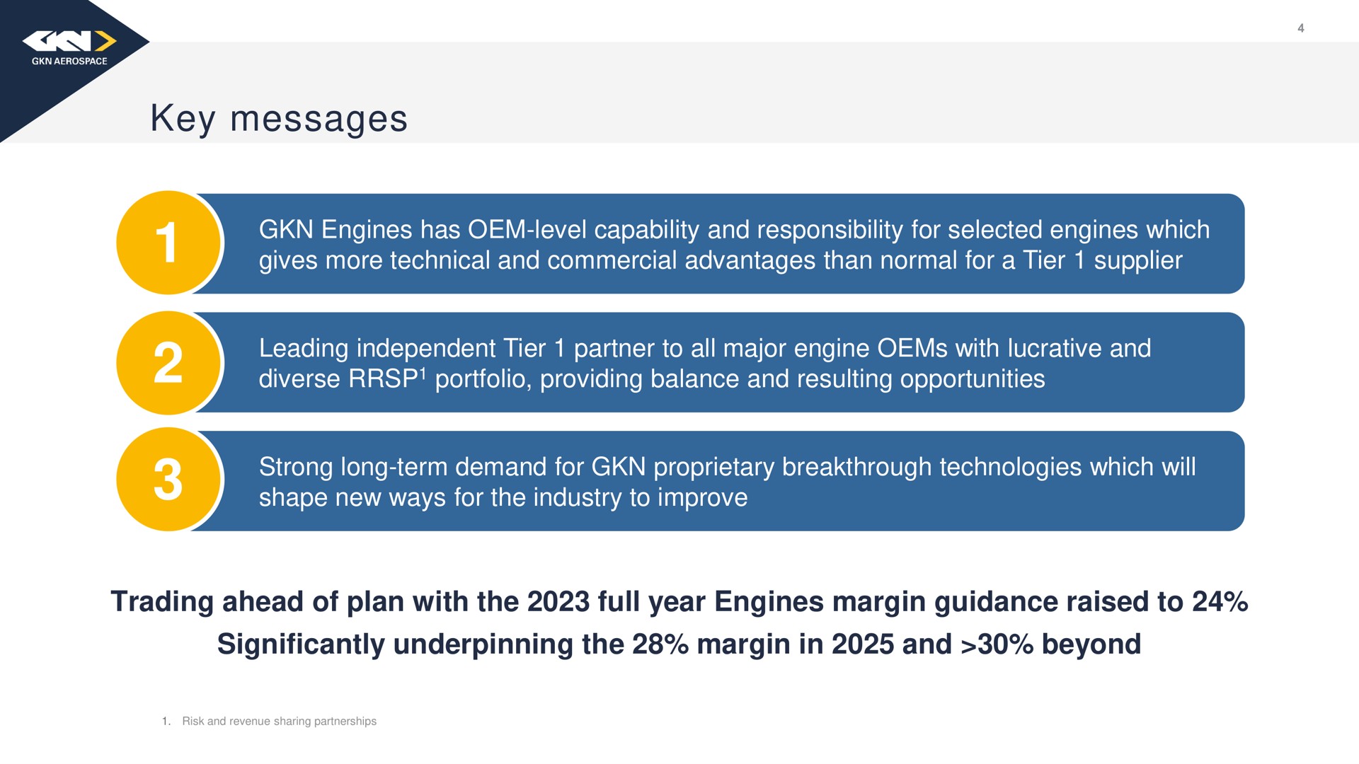 key messages trading ahead of plan with the full year engines margin guidance raised to significantly underpinning the margin in and beyond | Melrose