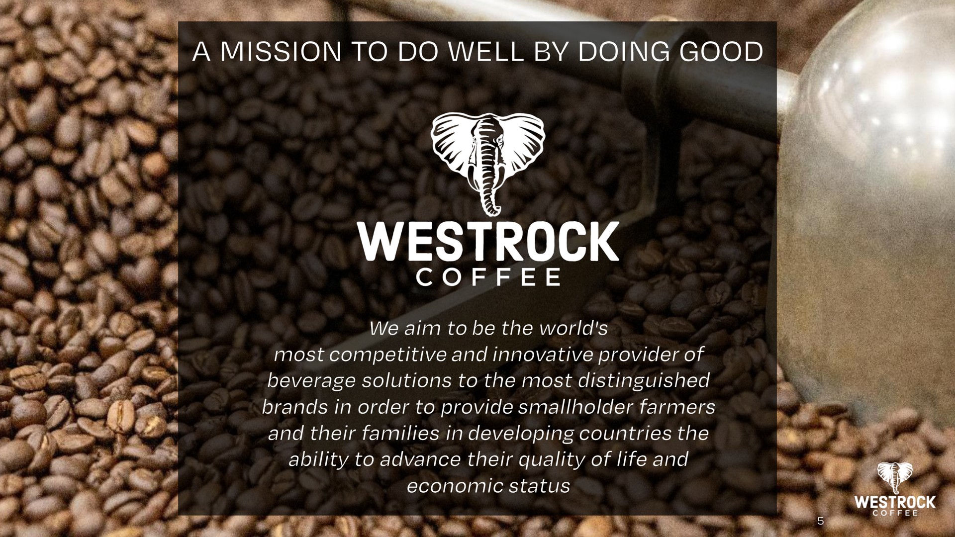 a we aim to be the world most competitive and innovative provider of beverage solutions to the most distinguished brands in order to provide smallholder farmers and their families in developing countries the ability to advance their quality of life and economic status | Westrock Coffee