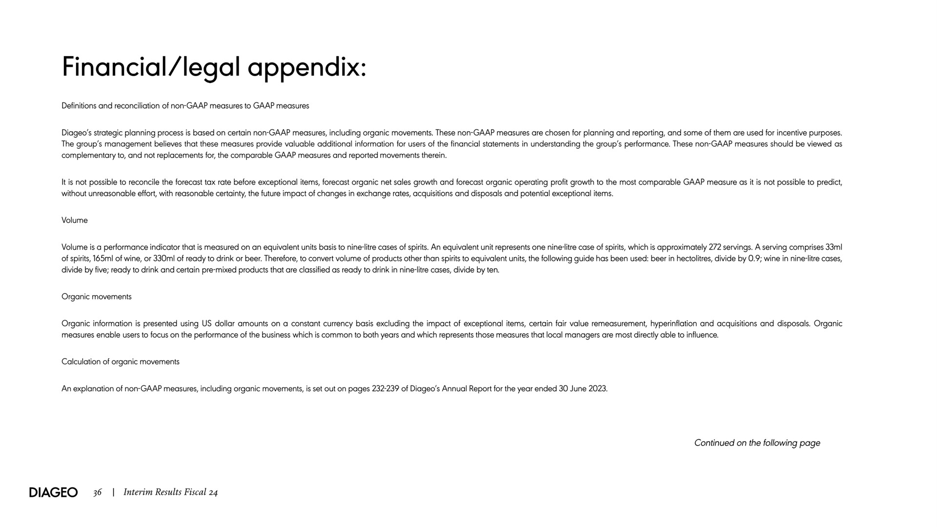 financial legal appendix | Diageo