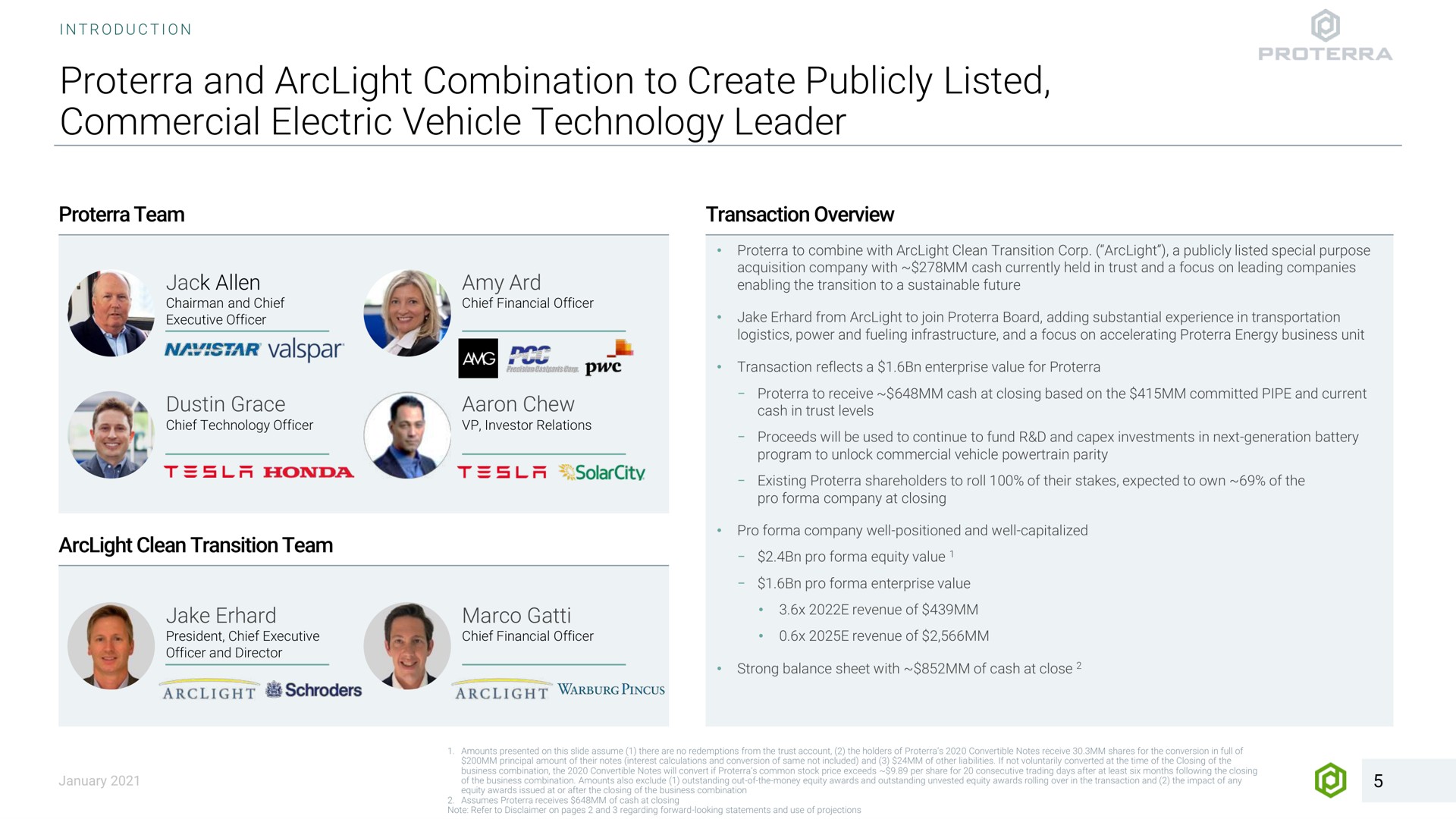 and combination to create publicly listed commercial electric vehicle technology leader team transaction overview jack amy woes a grace chew honda clean transition team jake marco | Proterra
