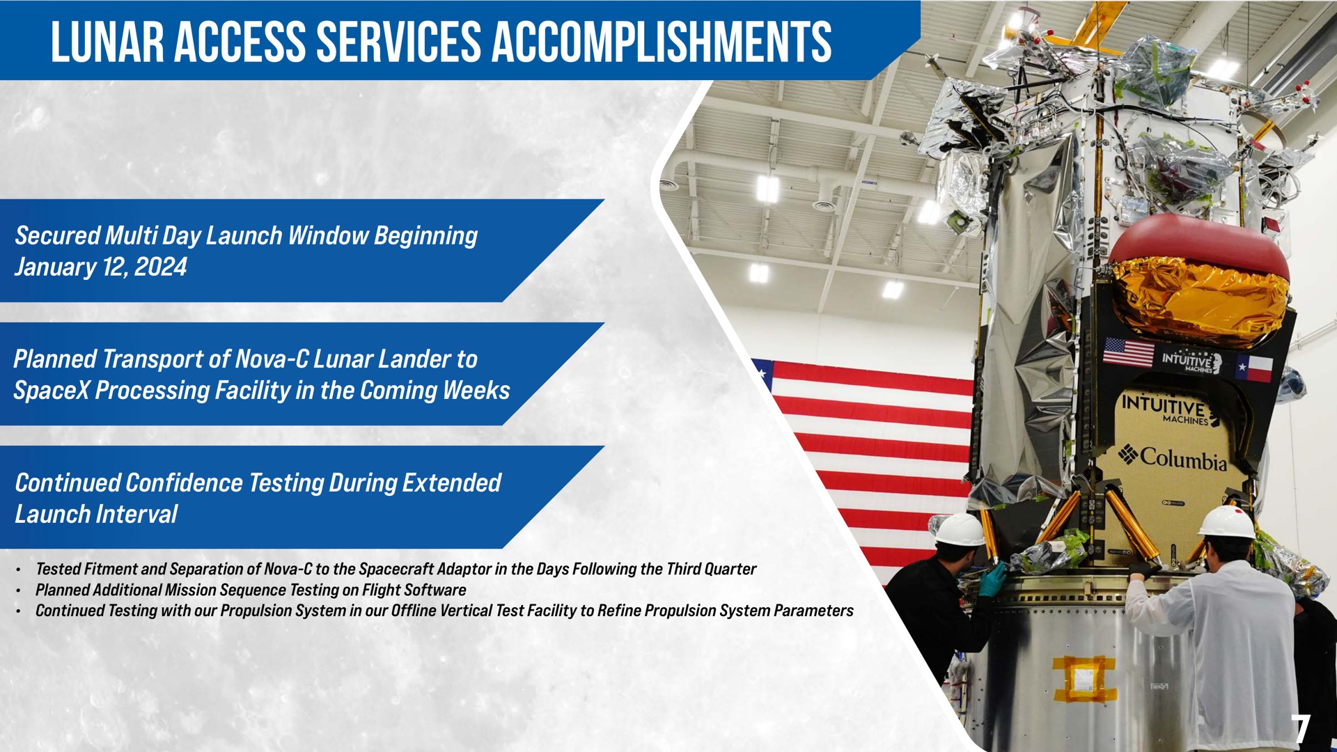 lunar access services accomplishments | Intuitive Machines