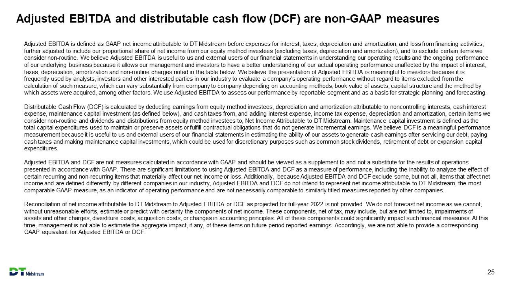 adjusted and distributable cash flow are non measures | DT Midstream