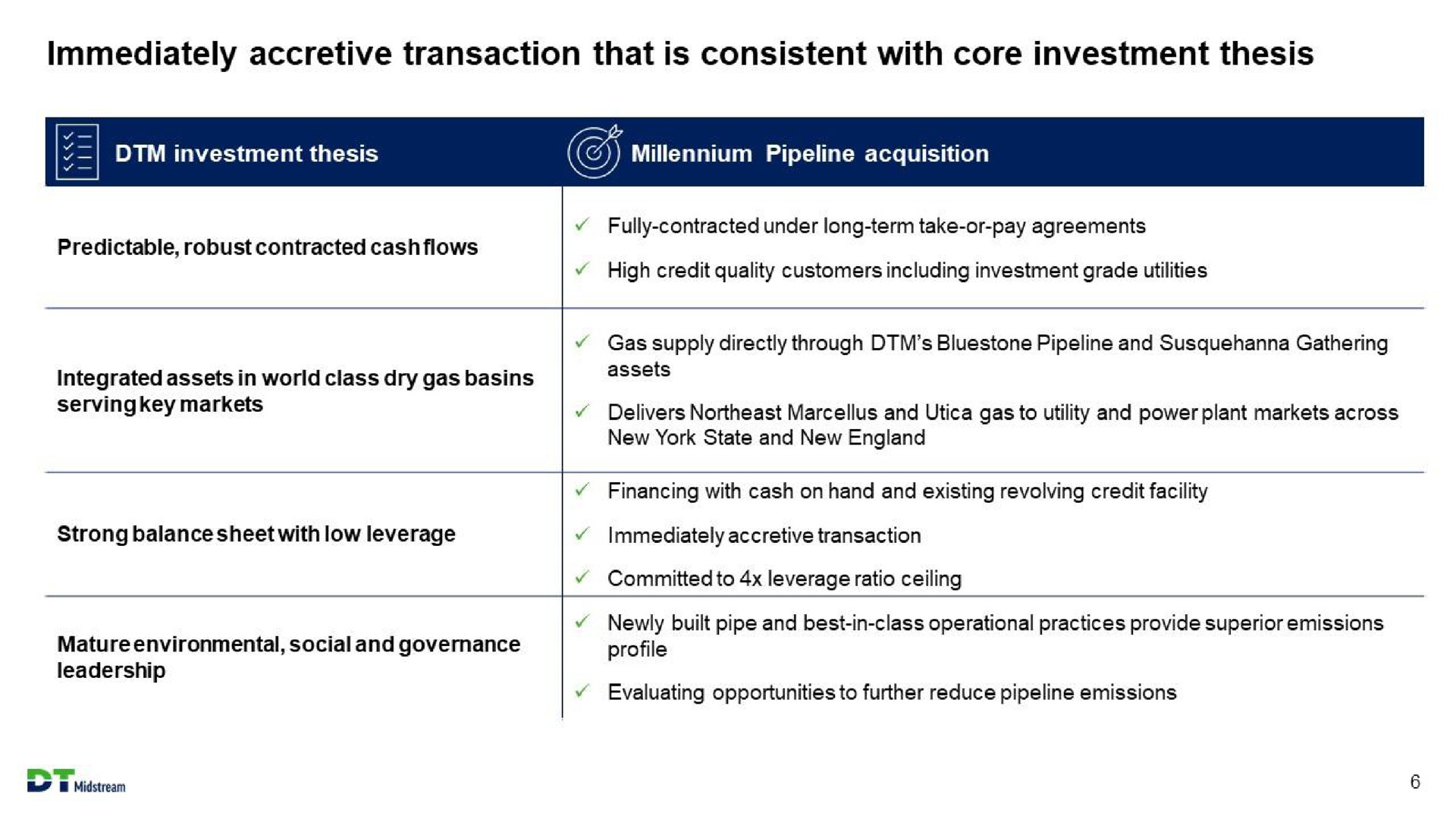 immediately accretive transaction that is consistent with core investment thesis | DT Midstream