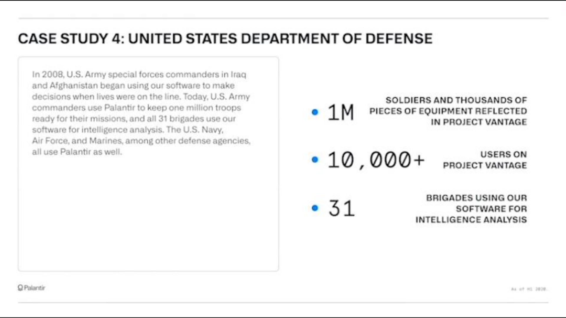 case study united states department of defense project vantage brigades using our for intelligence analysis | Palantir