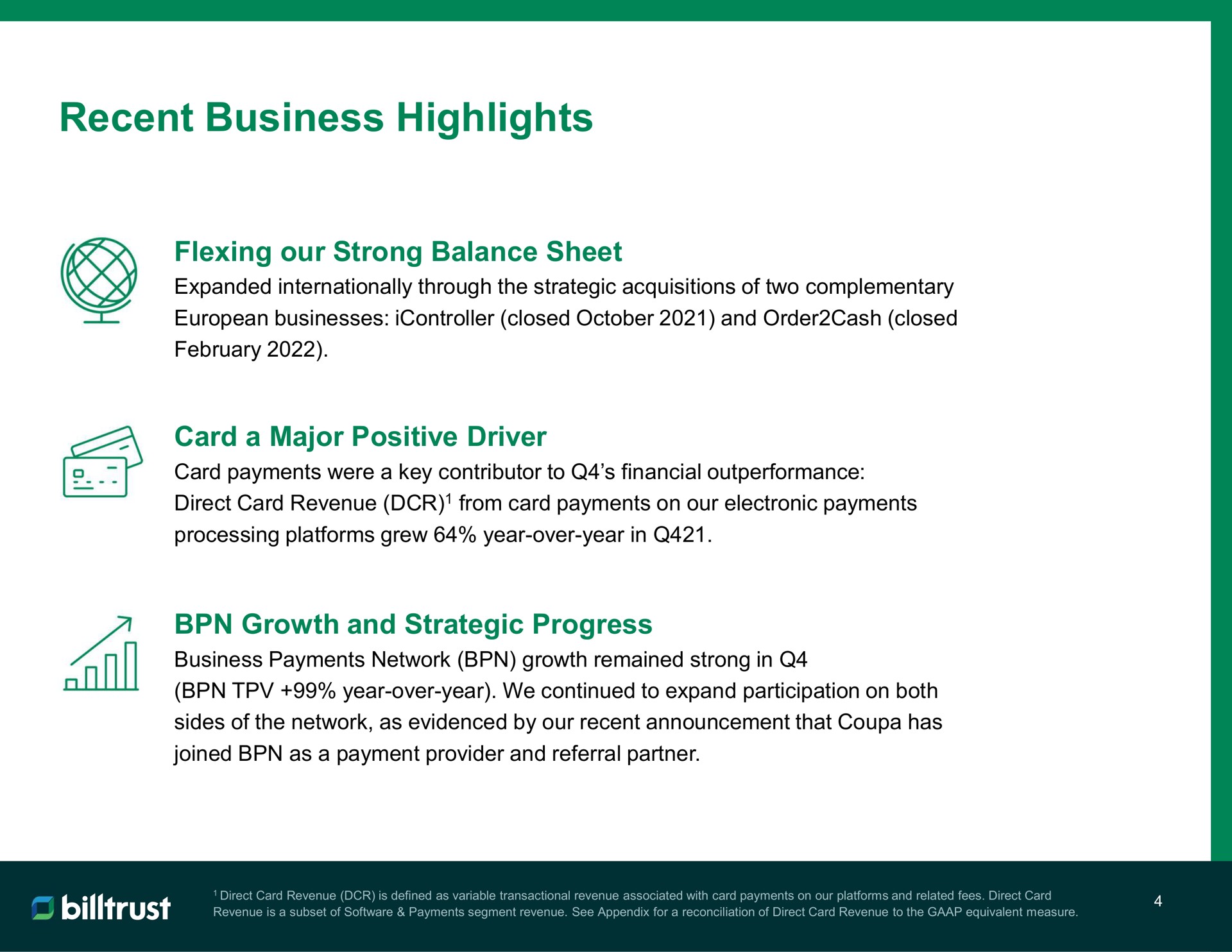 recent business highlights | Billtrust