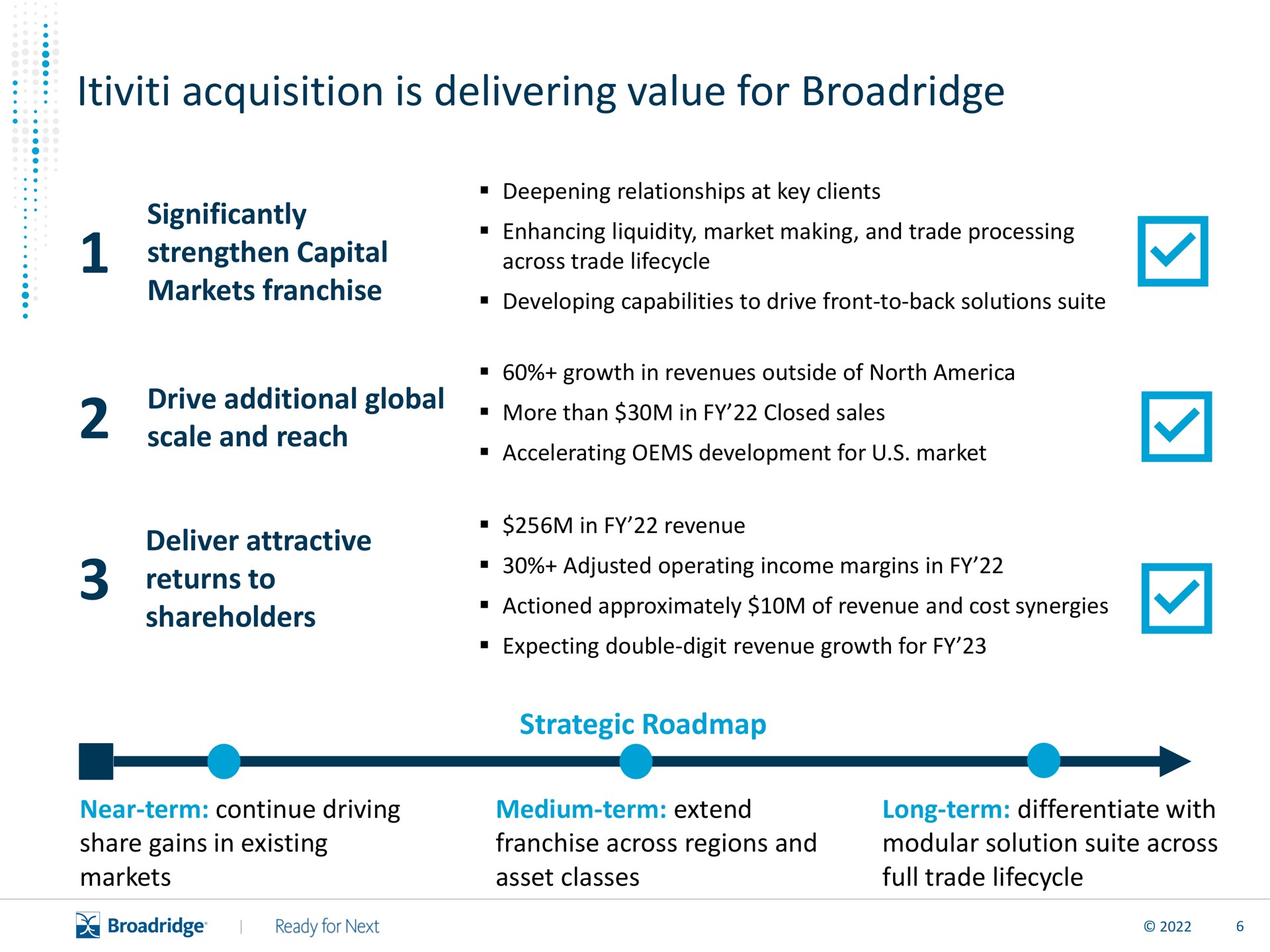 acquisition is delivering value for | Broadridge Financial Solutions