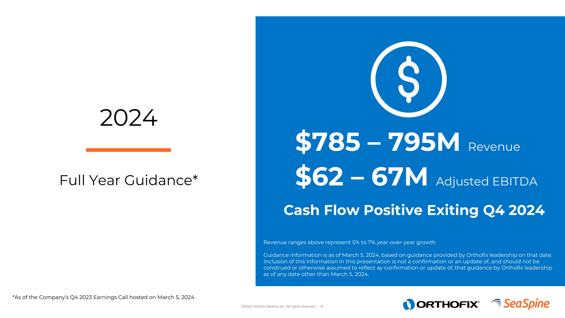full year guidance revenue cash flow positive exiting adjusted | Orthofix