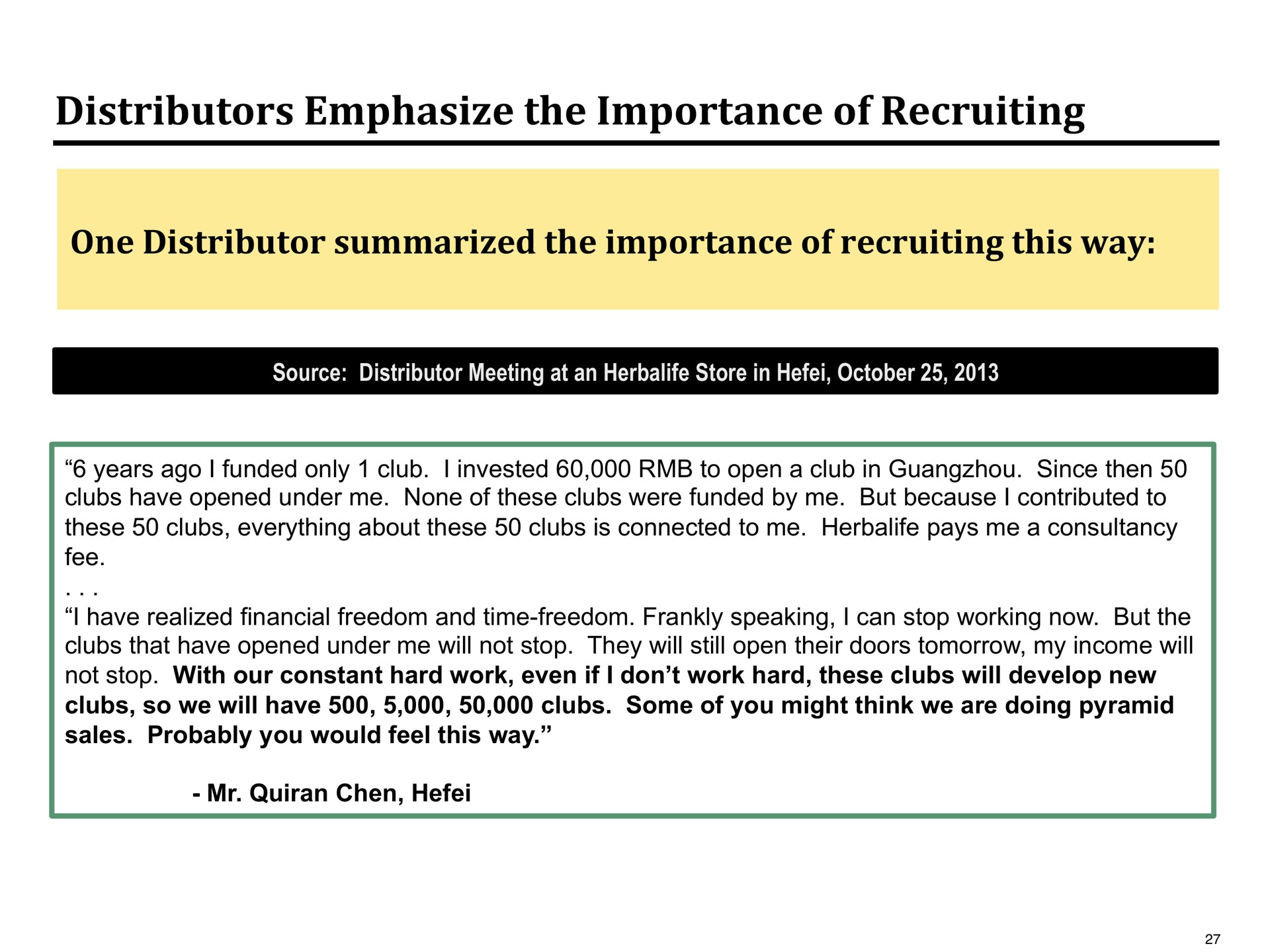 distributors emphasize the importance of recruiting | Pershing Square