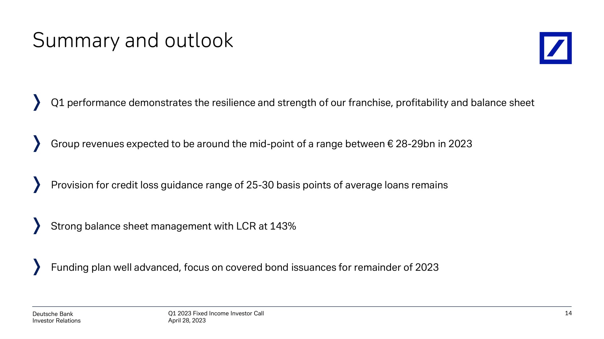 summary and outlook | Deutsche Bank