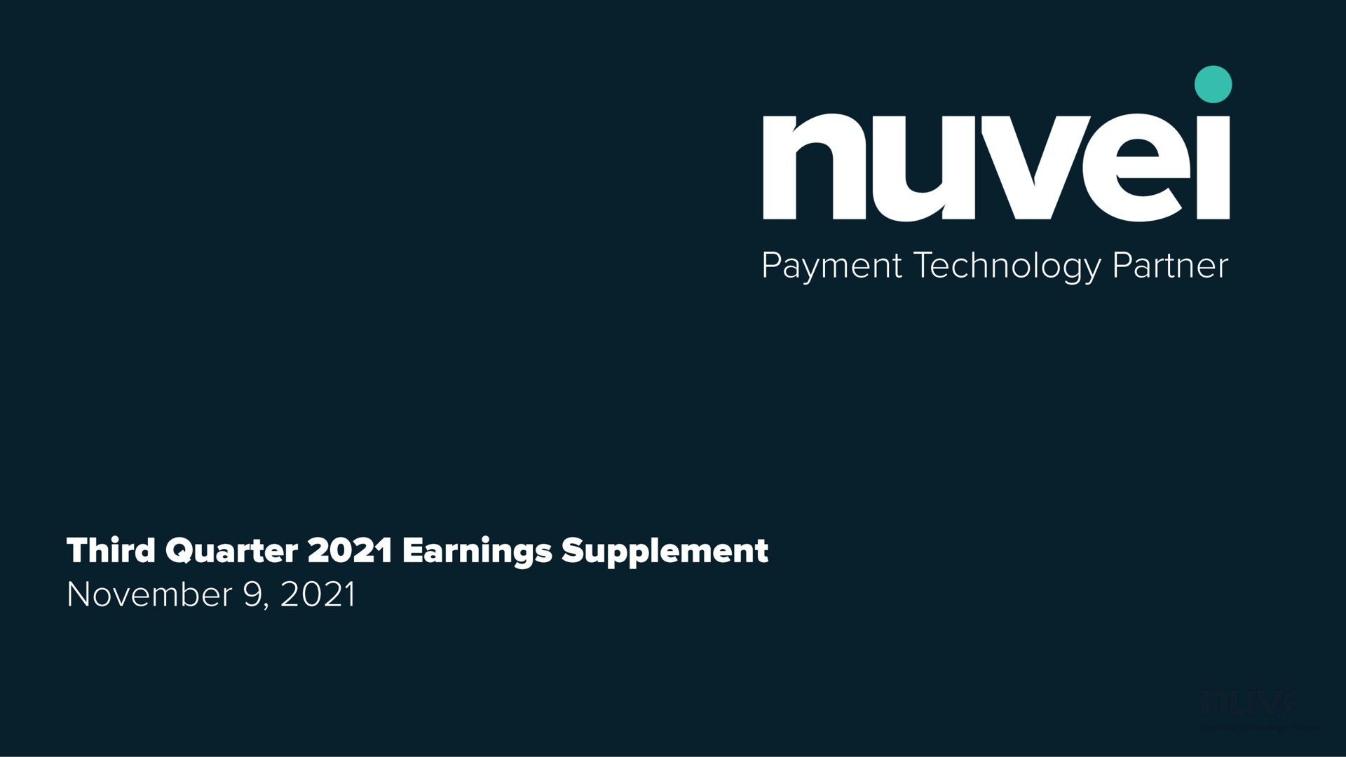 payment technology partner third quarter earnings supplement | Nuvei