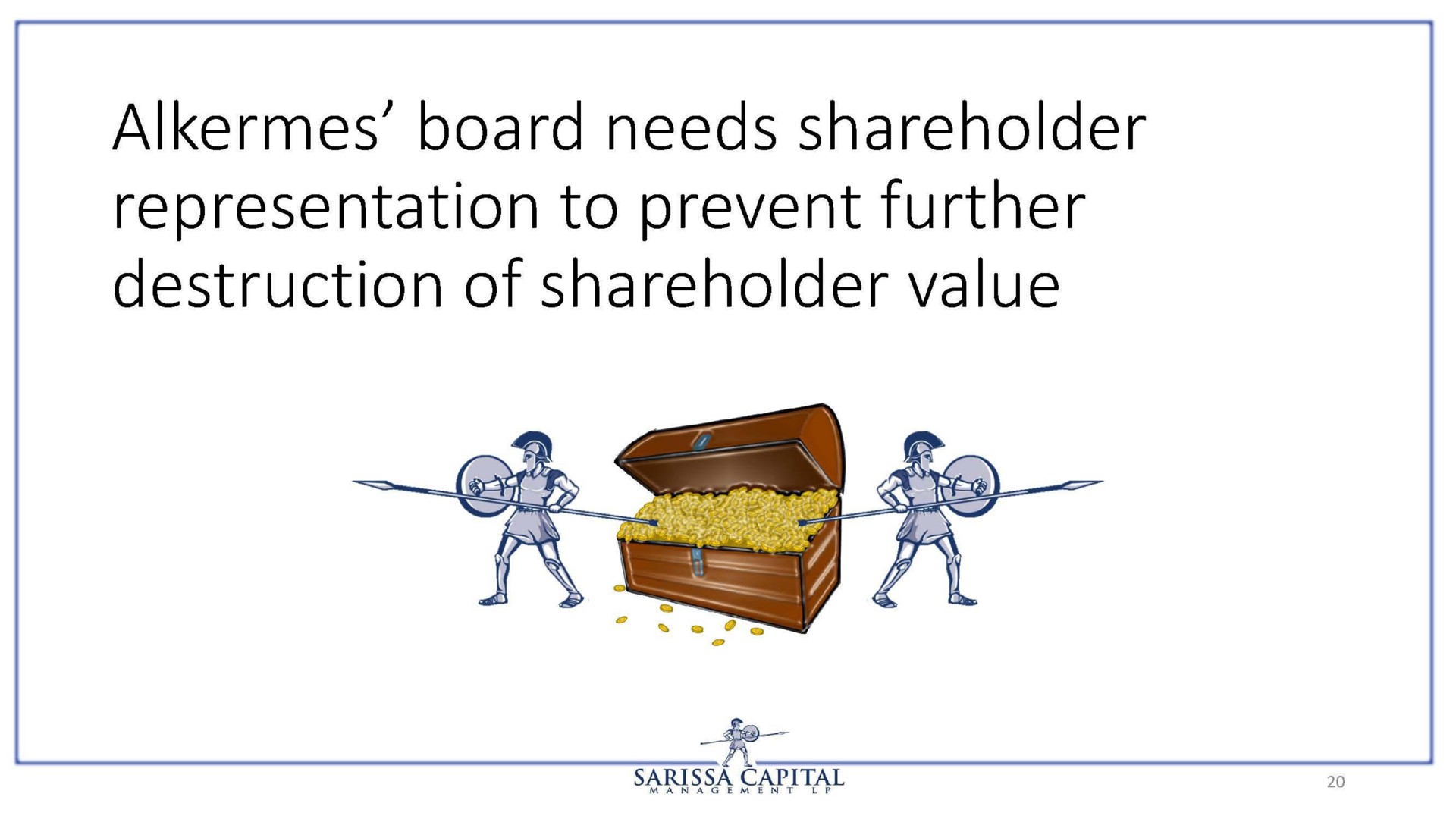 alkermes board needs shareholder representation to prevent further destruction of shareholder value | Sarissa Capital
