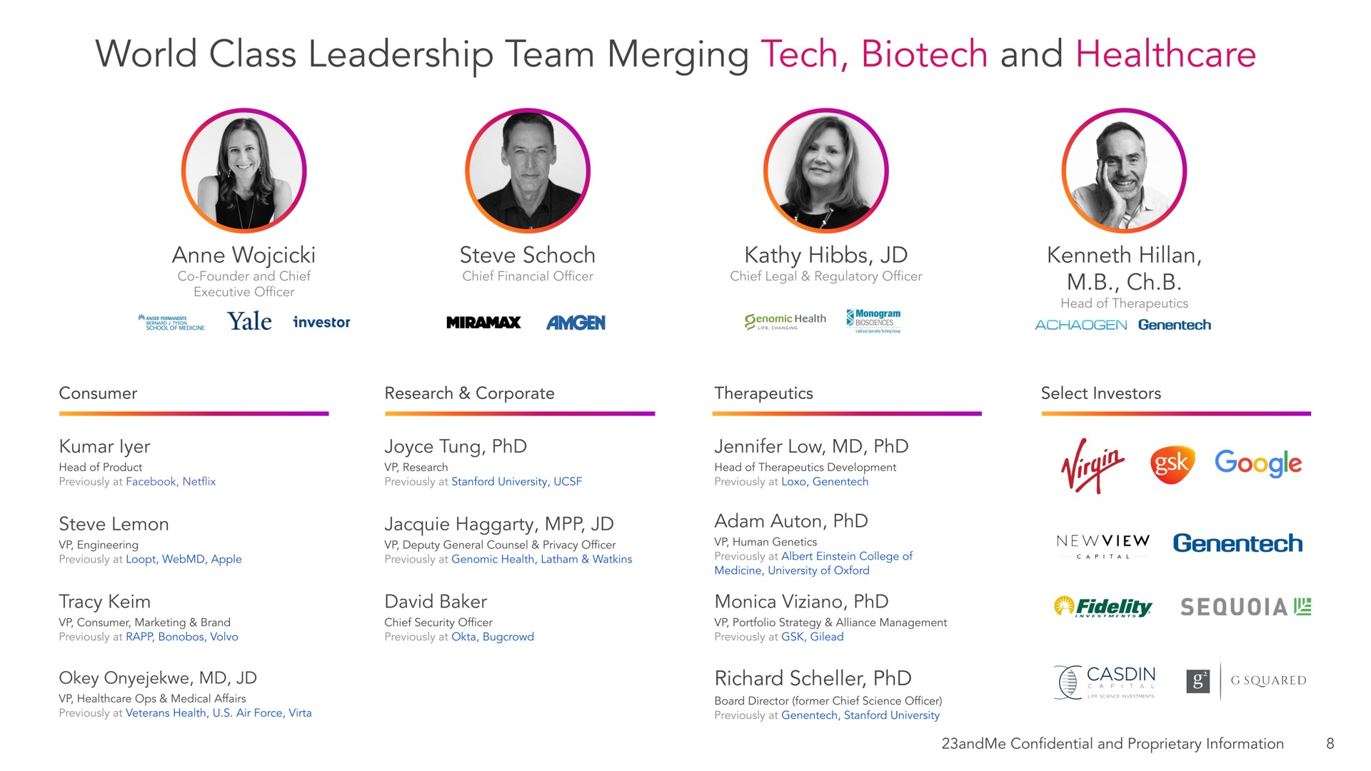 world class leadership team merging tech and | 23andMe