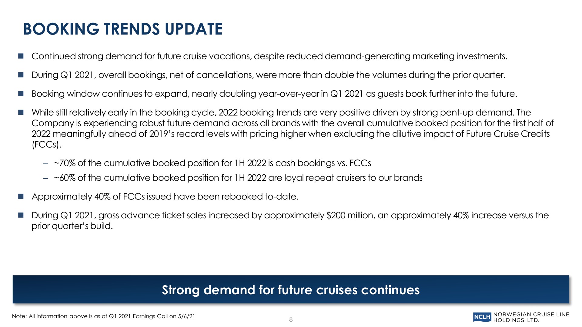 booking trends update strong demand for future cruises continues | Norwegian Cruise Line