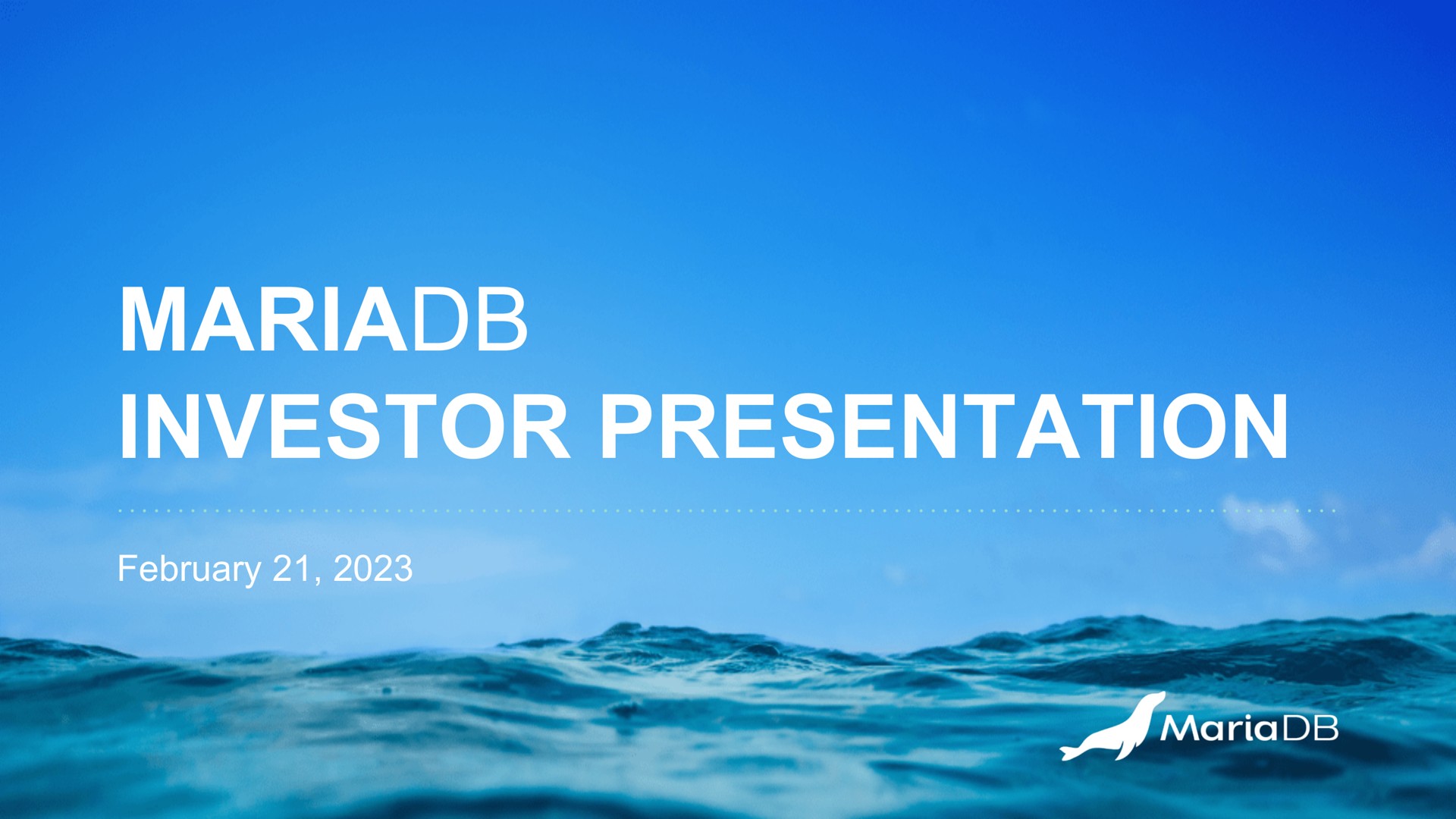 investor presentation | MariaDB