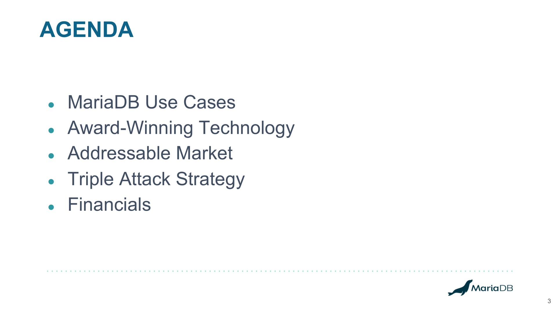 agenda use cases award winning technology market triple attack strategy | MariaDB