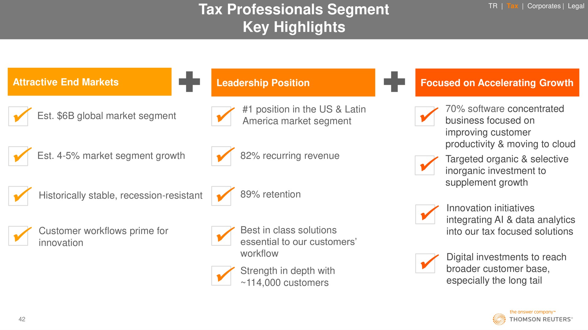tax professionals segment key highlights is | Thomson Reuters