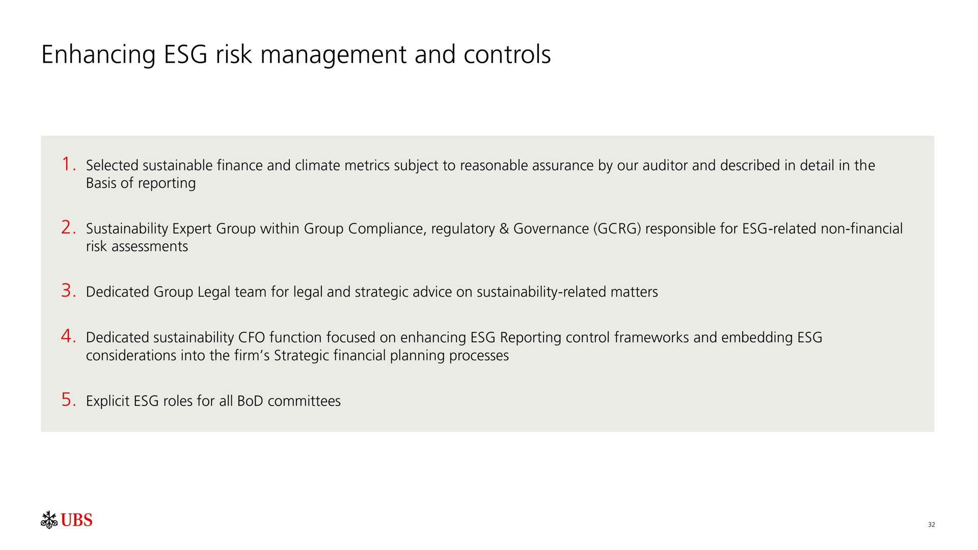 enhancing risk management and controls explicit roles for all bod committees | UBS