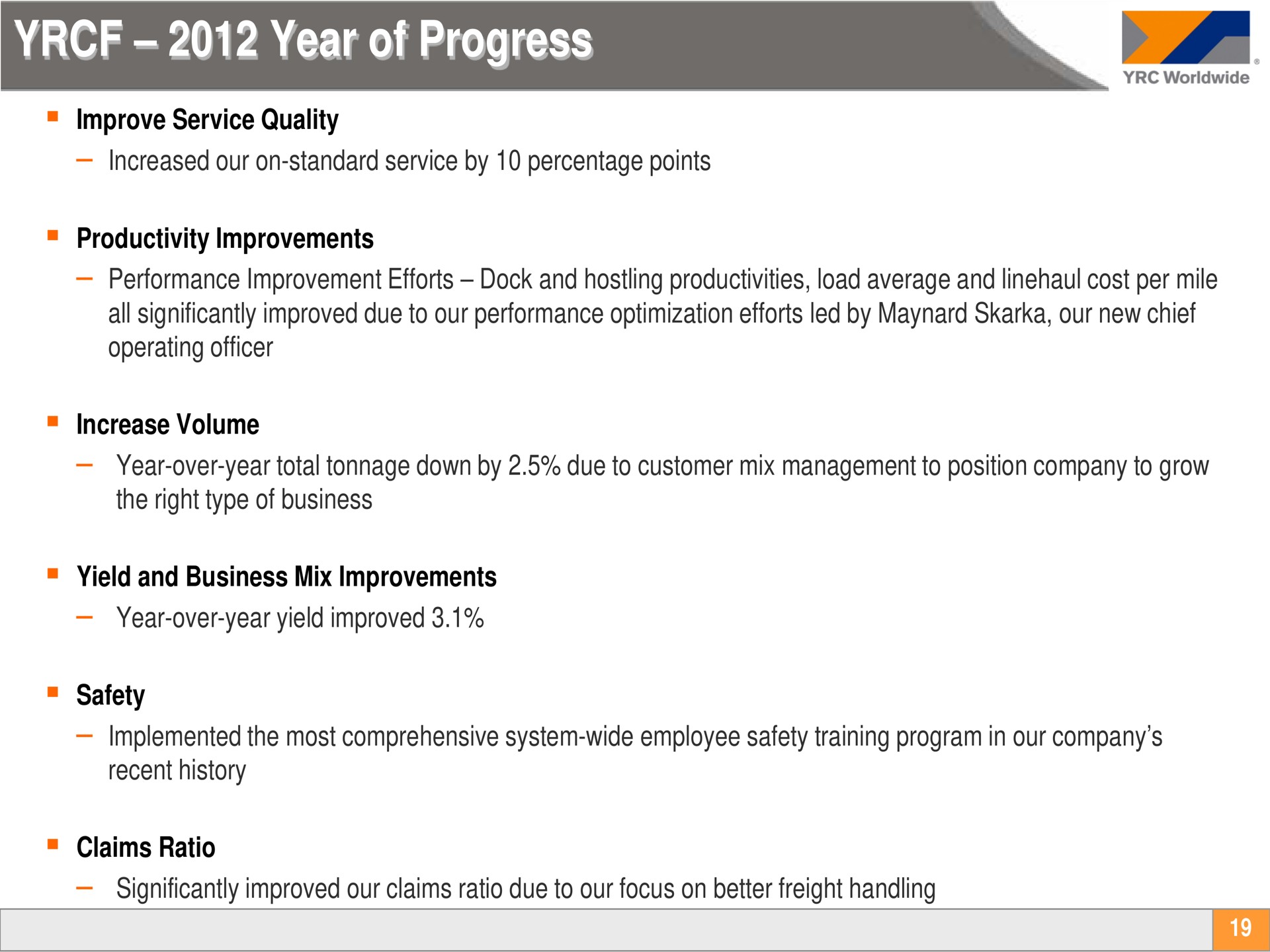 year of progress i | Yellow Corporation