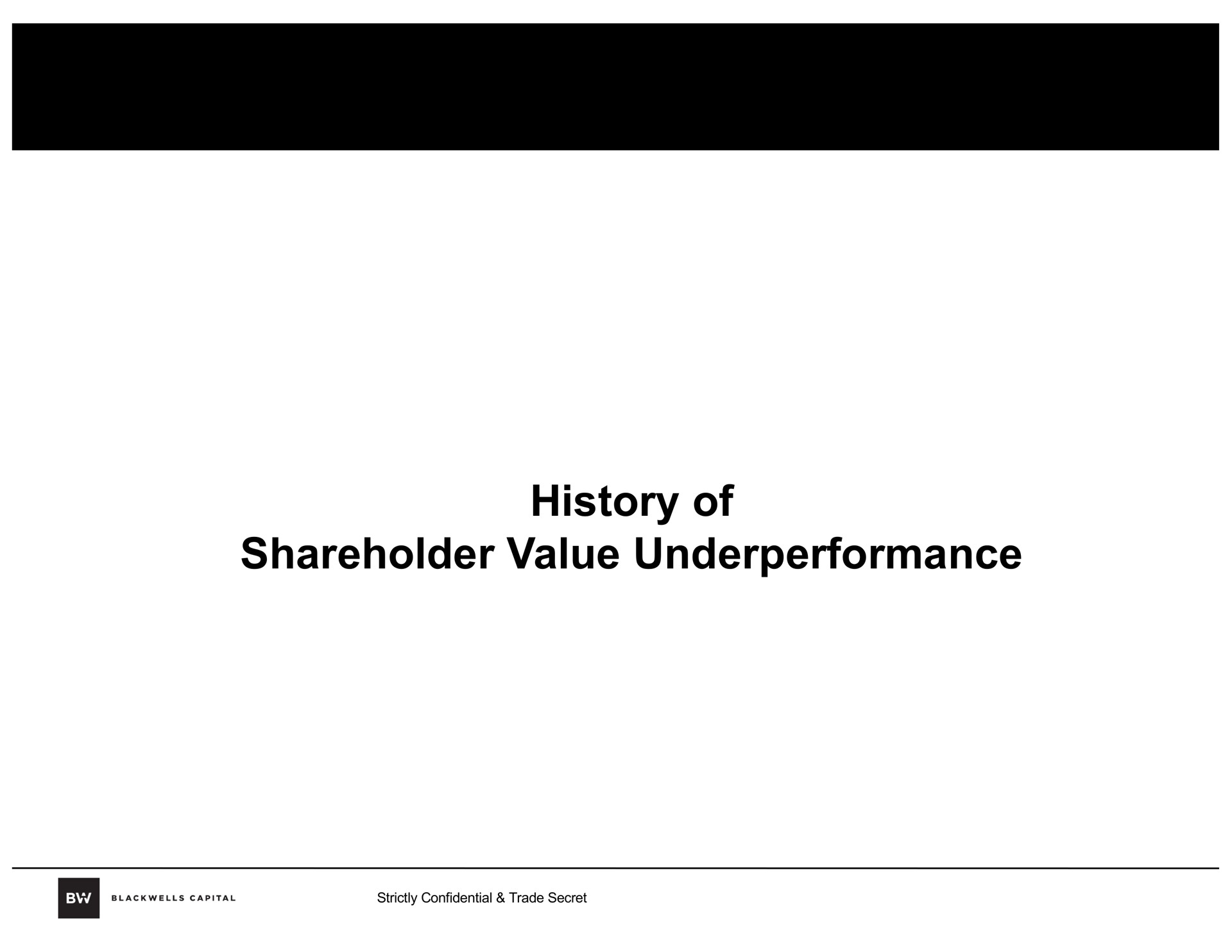 history of shareholder value | Blackwells Capital