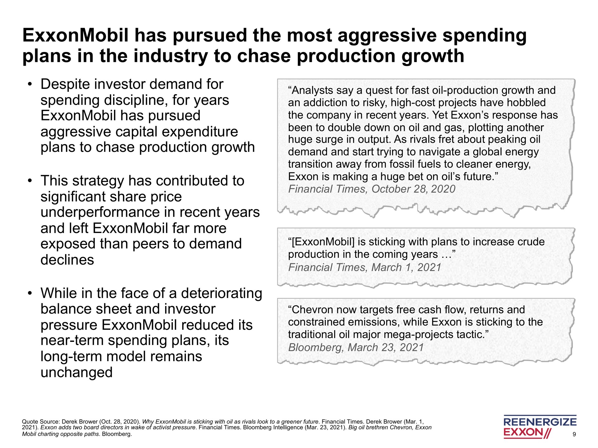 has pursued the most aggressive spending plans in the industry to chase production growth | Engine No. 1