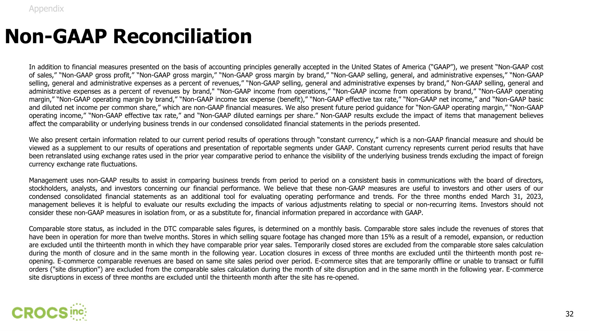 non reconciliation | Crocs