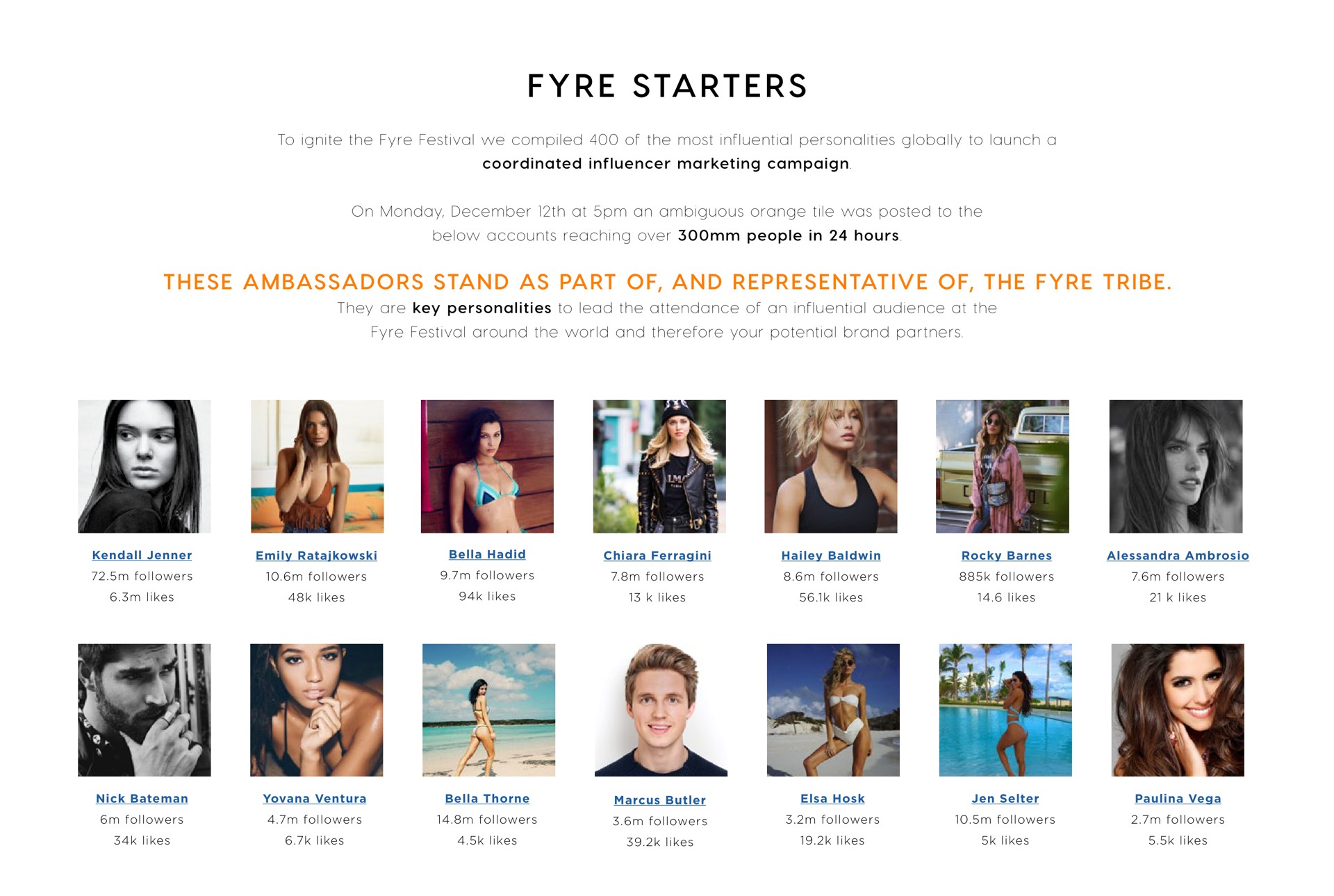 these ambassadors stand as part of and representative of the tribe starters | Fyre