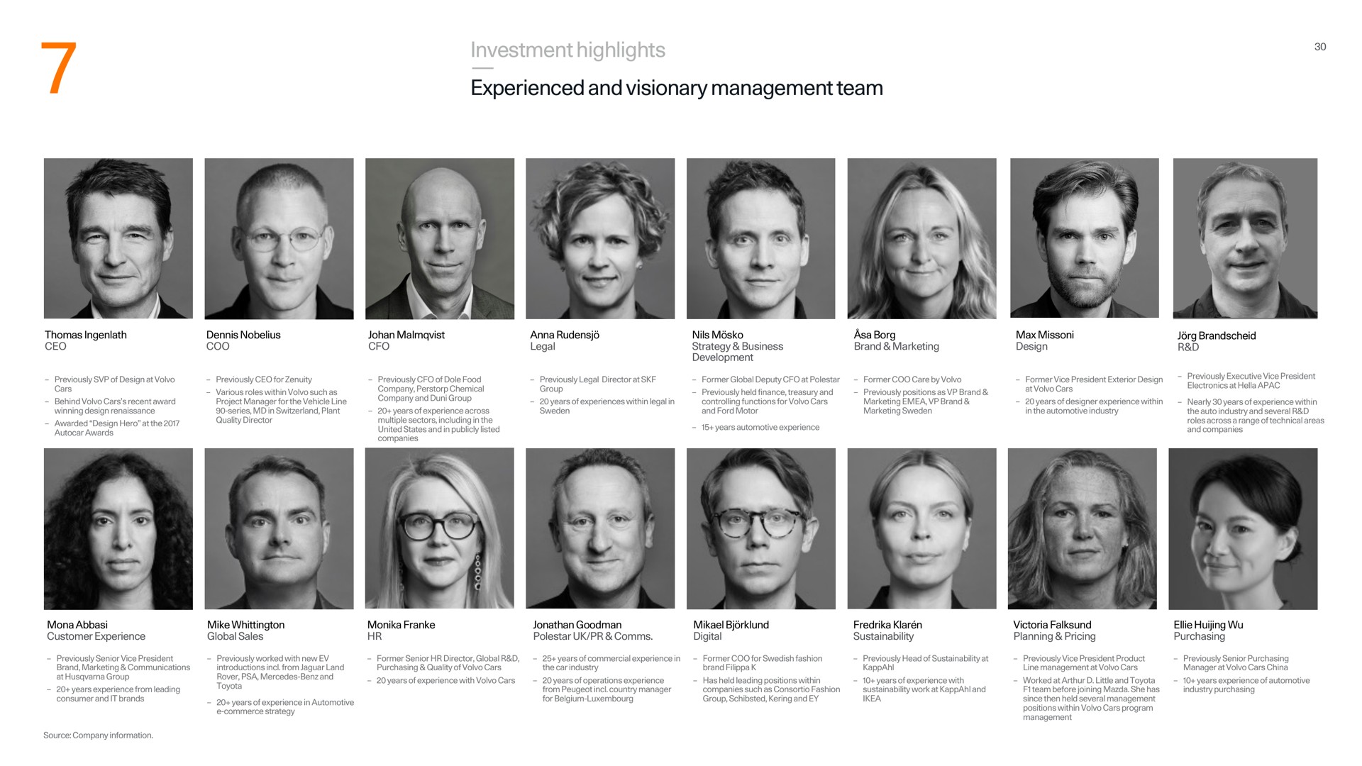investment highlights experienced and visionary management team | Polestar