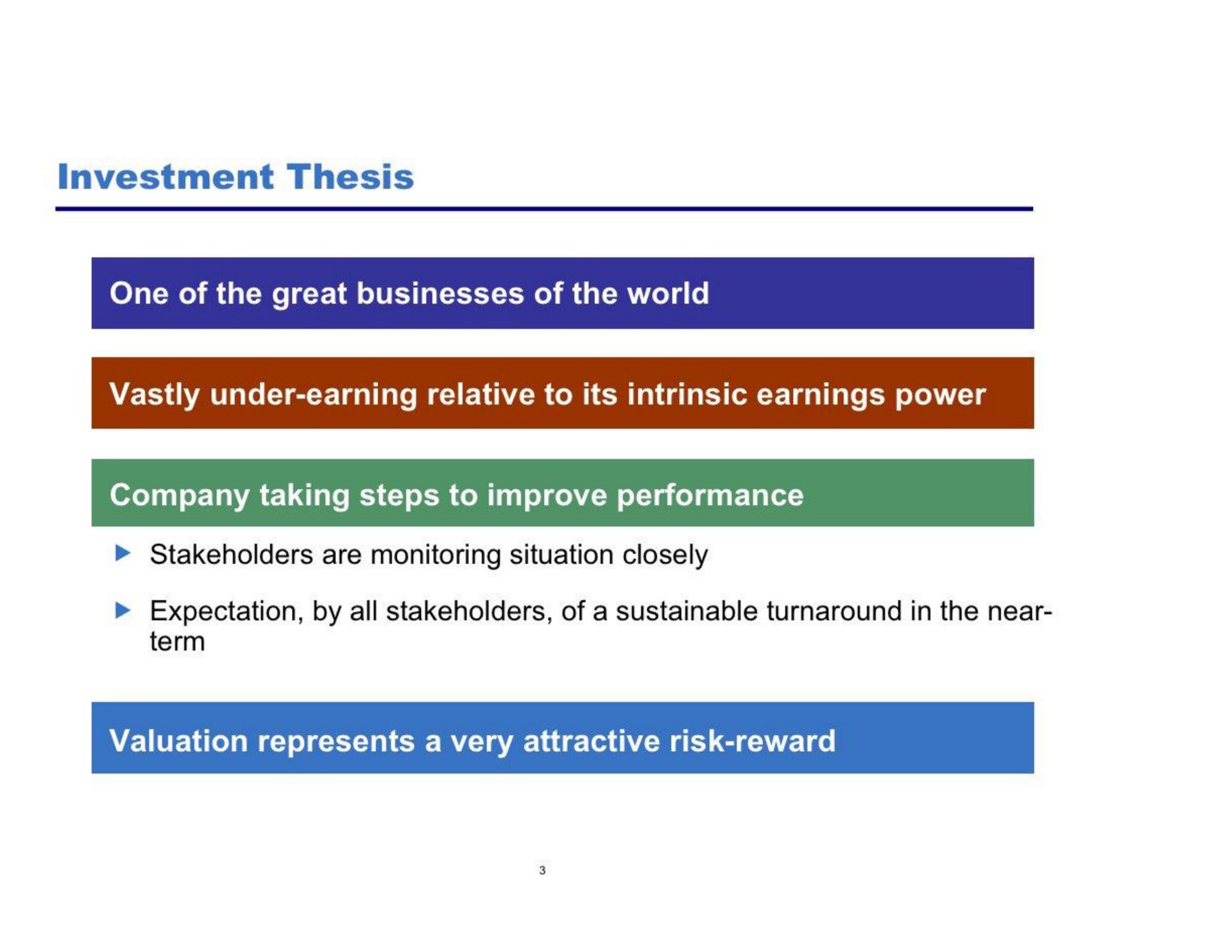 investment thesis one of the great businesses of the world vastly under earning relative to its intrinsic earnings power company taking steps to improve performance valuation represents a very attractive risk reward | Pershing Square