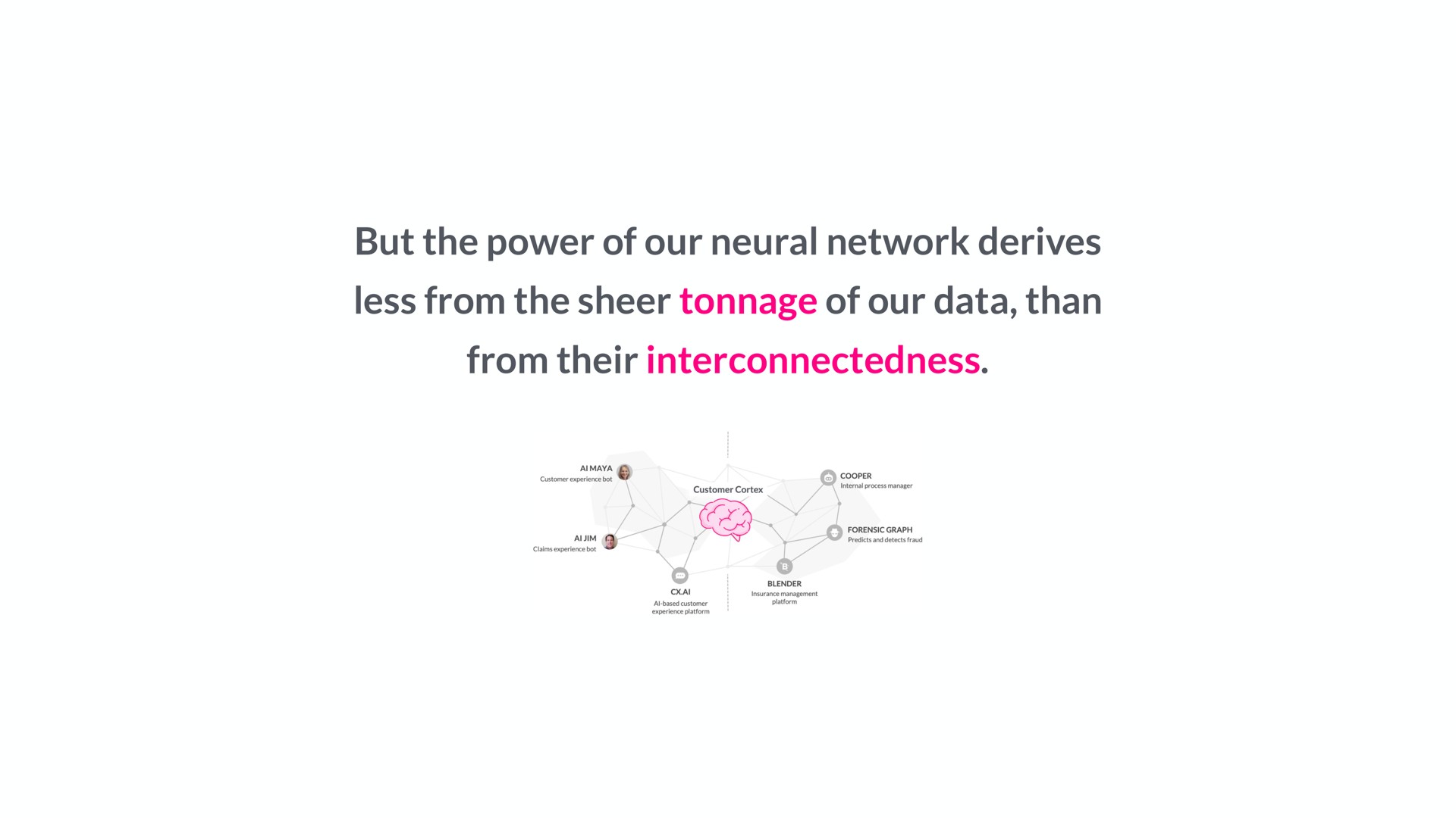 but the power of our neural network derives less from the sheer tonnage of our data than from their | Lemonade