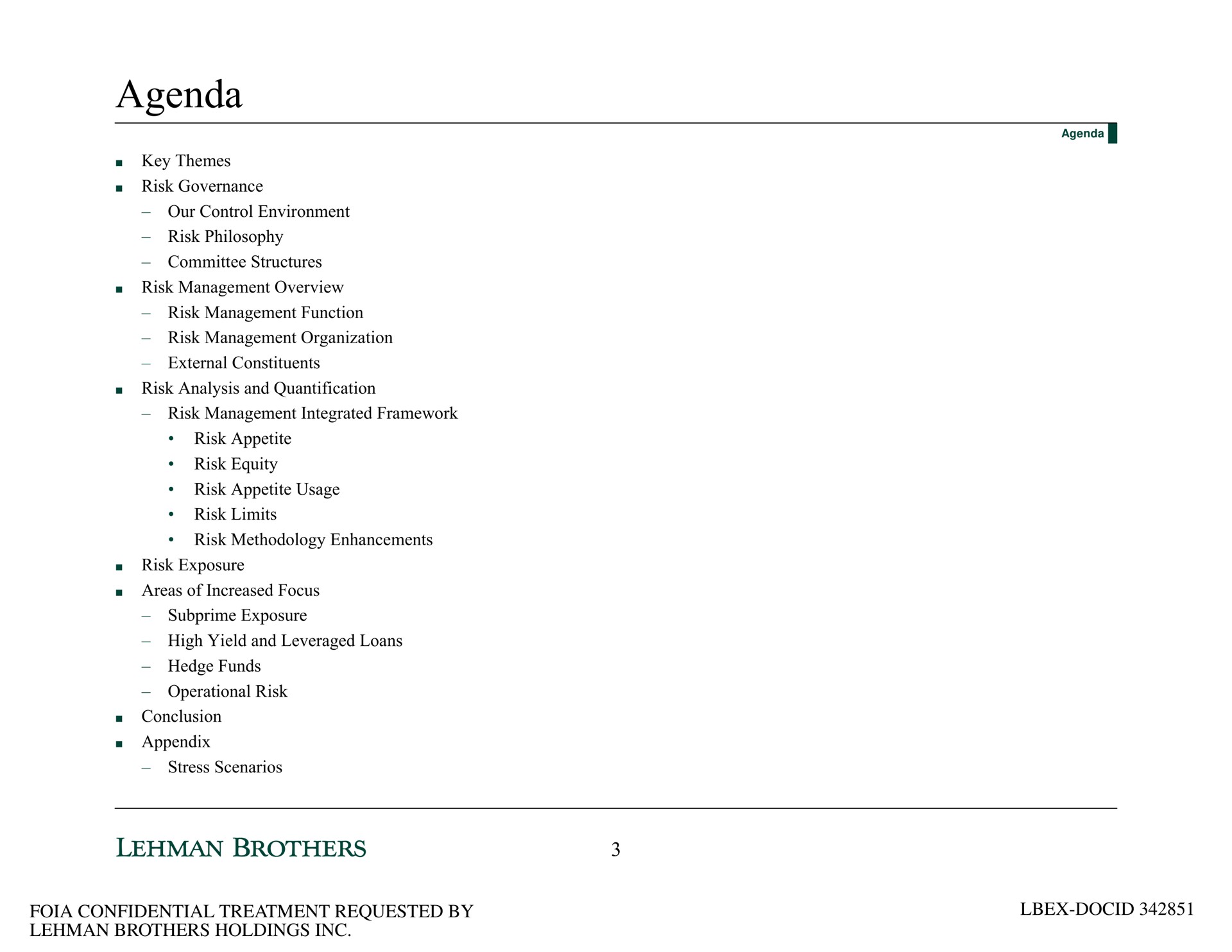 agenda | Lehman Brothers