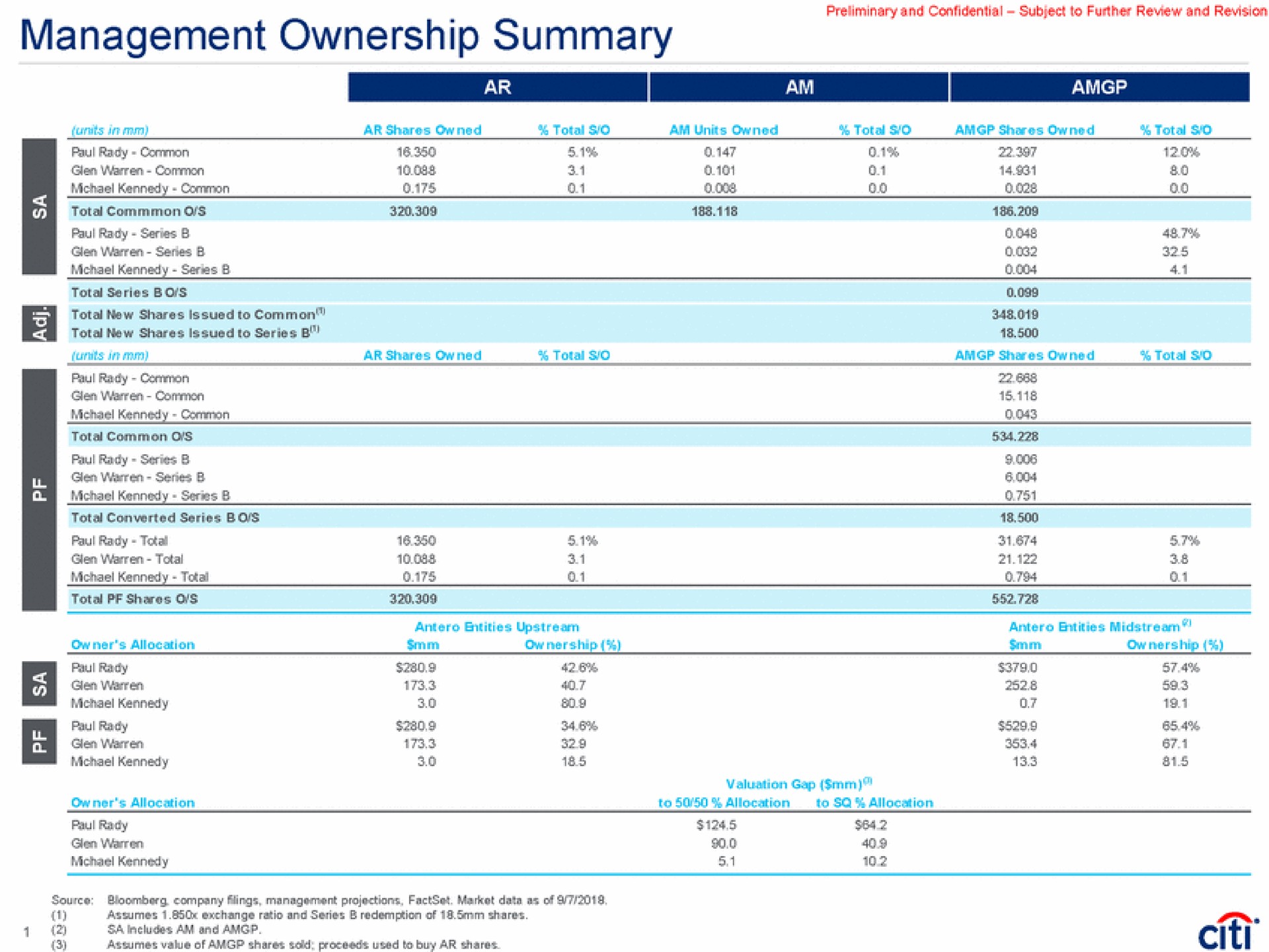 management ownership summary a | Citi