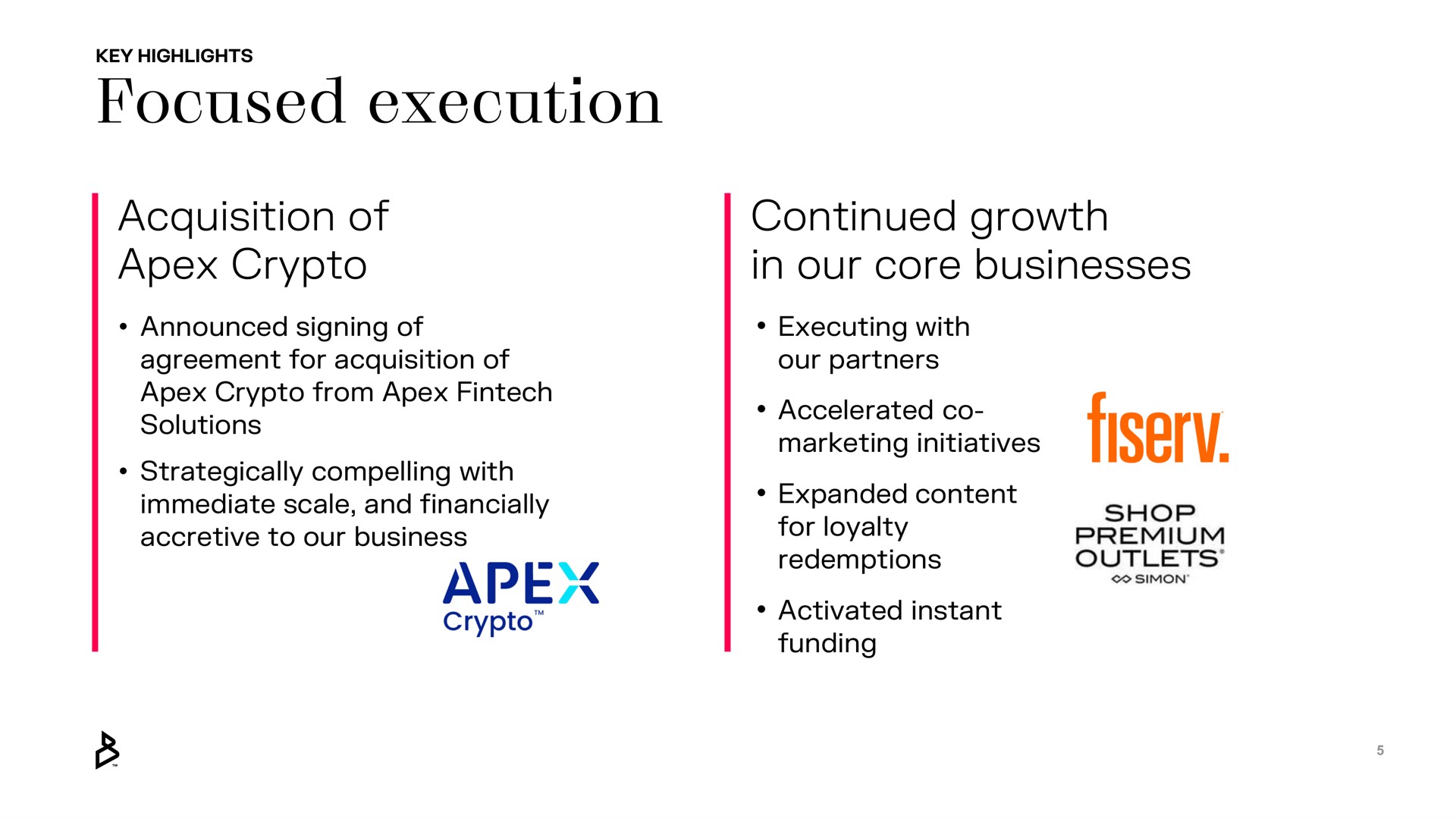 focused execution acquisition of apex continued growth in our core businesses | Bakkt