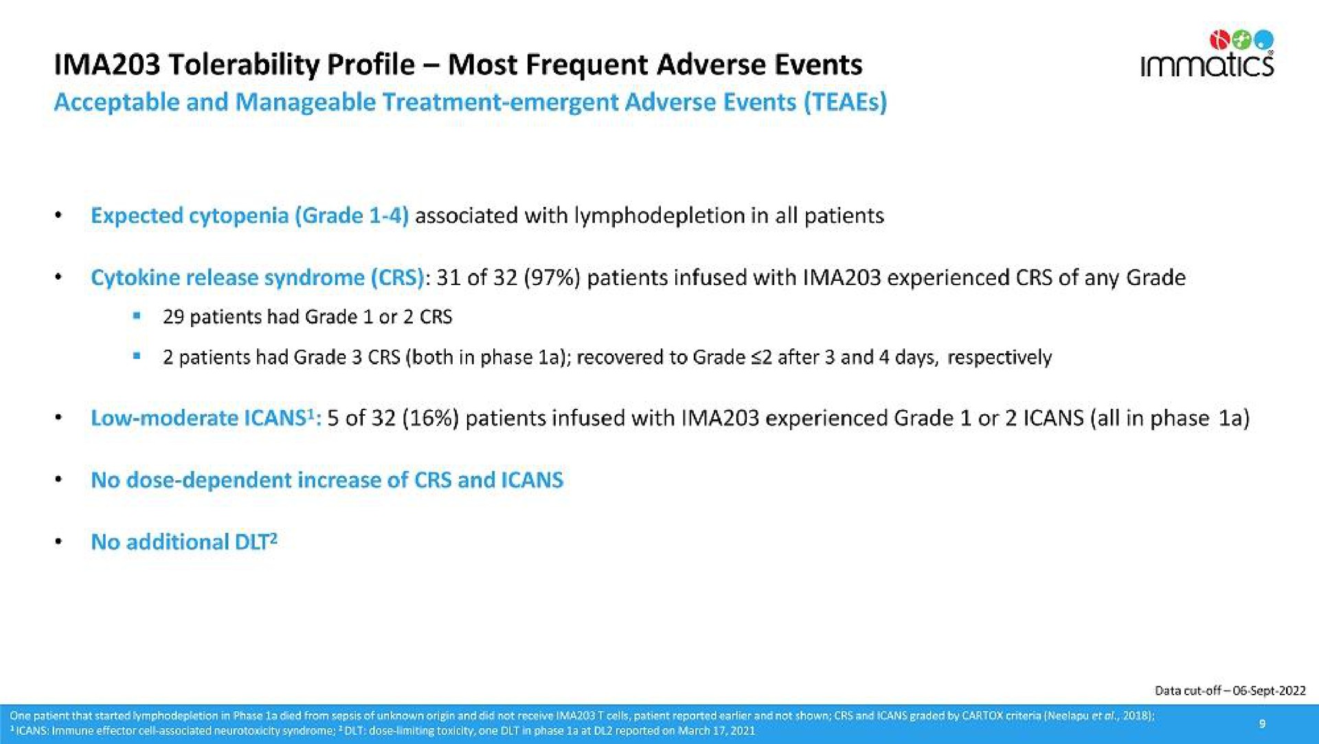 tolerability profile most frequent adverse events | Immatics