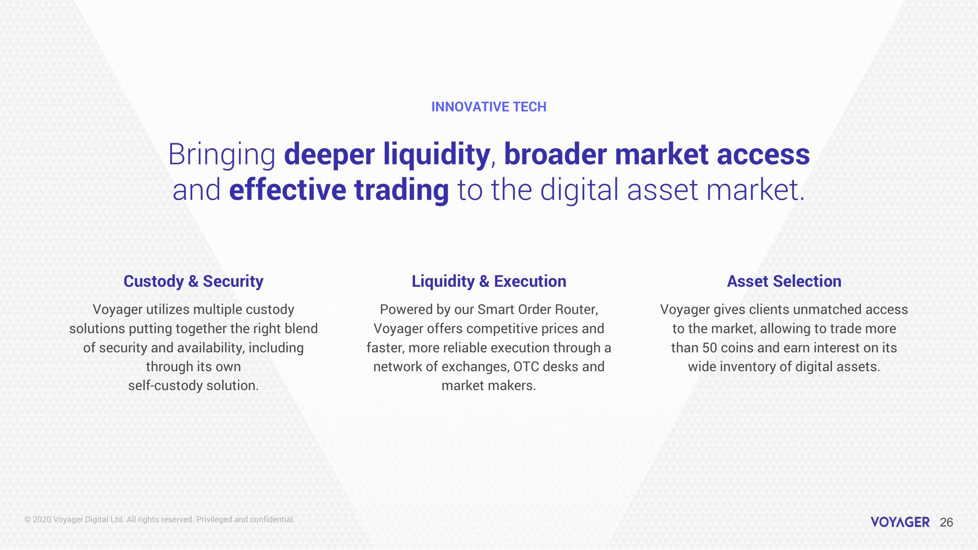 bringing liquidity market access and effective trading to the digital asset market | Voyager Digital