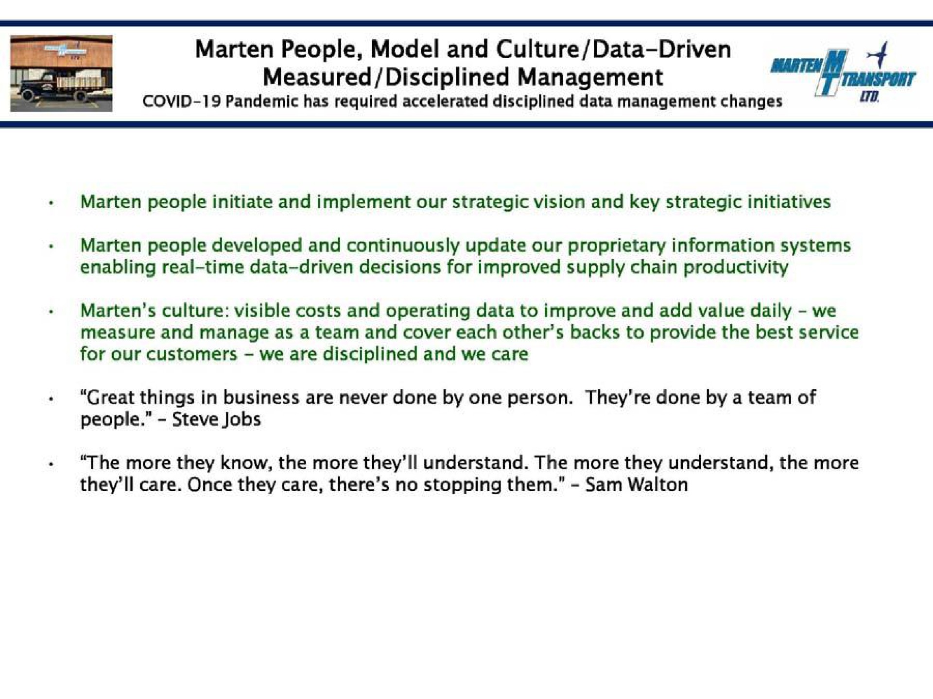 marten people model and culture data driven measured disciplined management a | Marten Transport