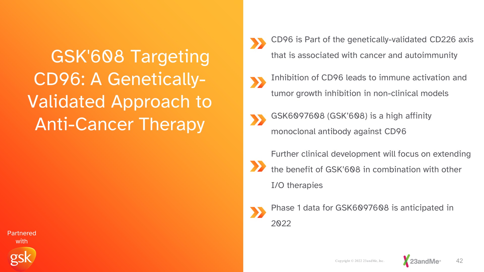 targeting a genetically validated approach to anti cancer therapy | 23andMe