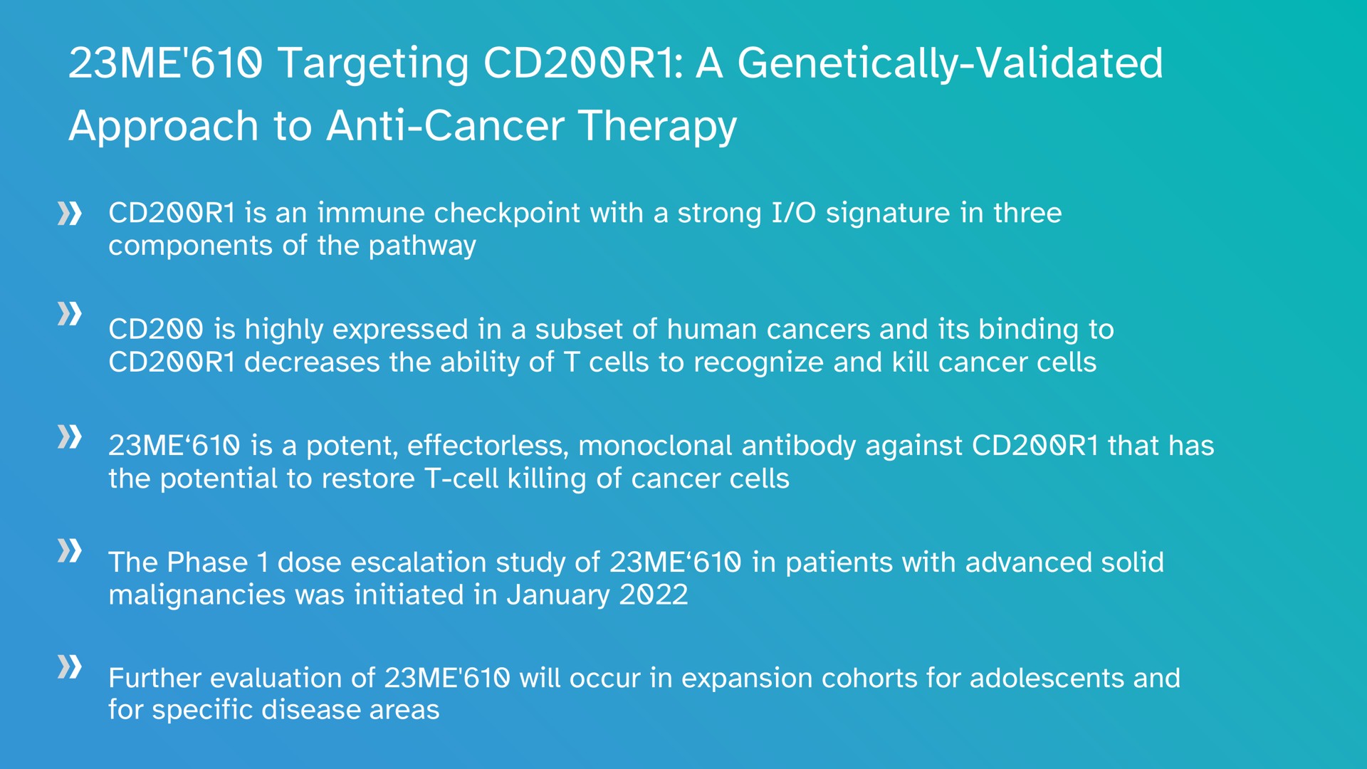 me targeting a genetically validated approach to anti cancer therapy | 23andMe