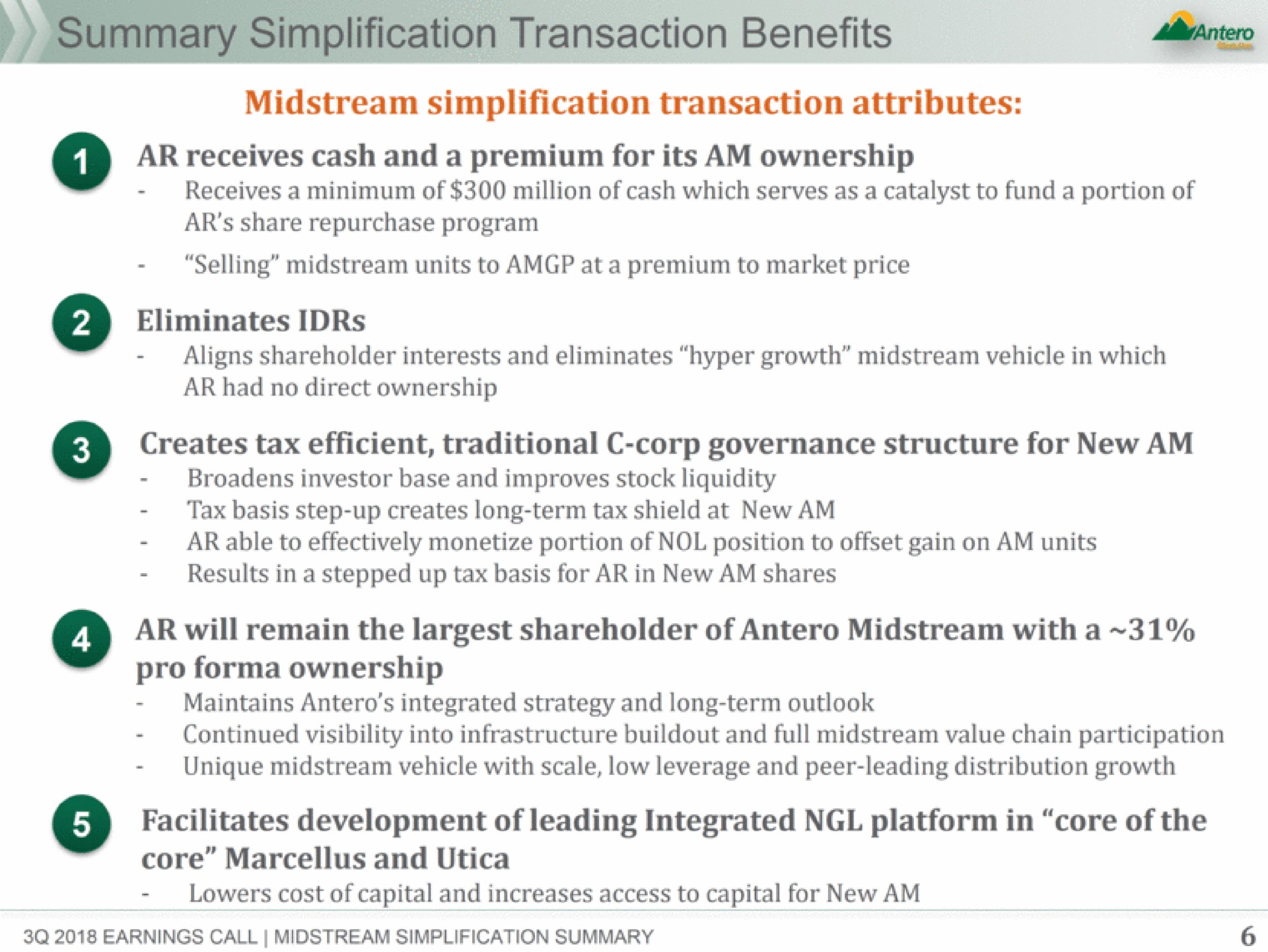 transaction benefits midstream simplification transaction attributes will remain the shareholder of midstream with a core and | Antero Midstream Partners