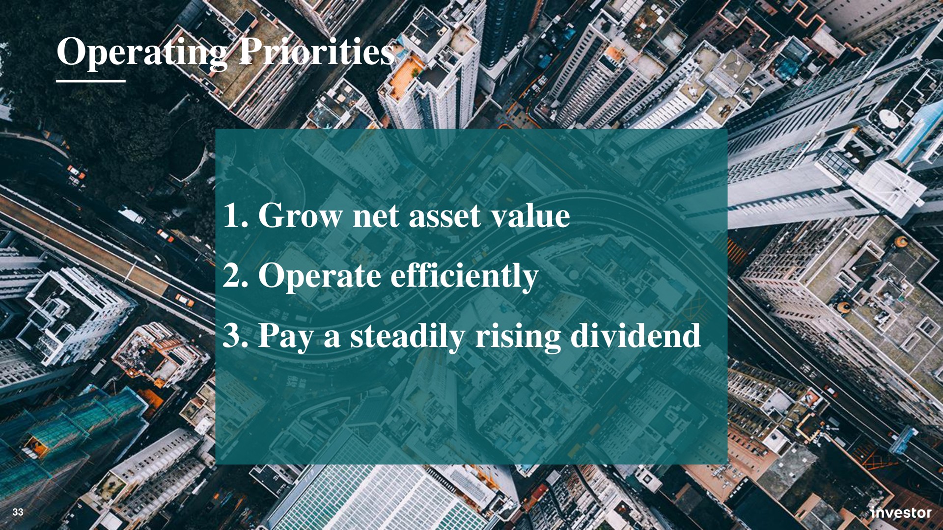 operating priorities grow net asset value operate efficiently pay a steadily rising dividend | Investor AB