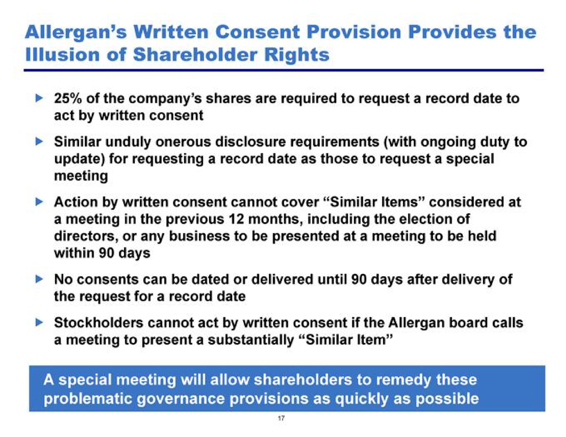 written consent provision provides the illusion of shareholder rights | Pershing Square