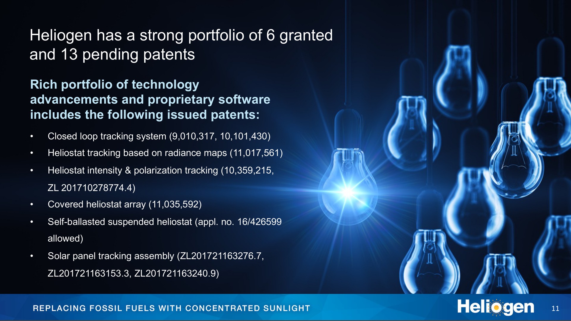 has a strong portfolio of granted and pending patents rich portfolio of technology advancements and proprietary includes the following issued patents | Heliogen